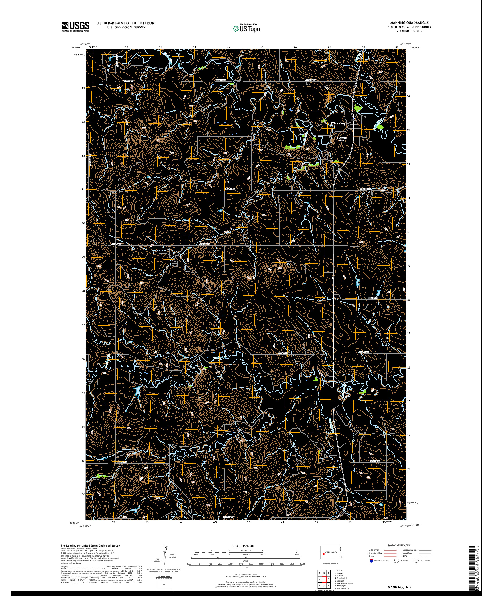 USGS US TOPO 7.5-MINUTE MAP FOR MANNING, ND 2017