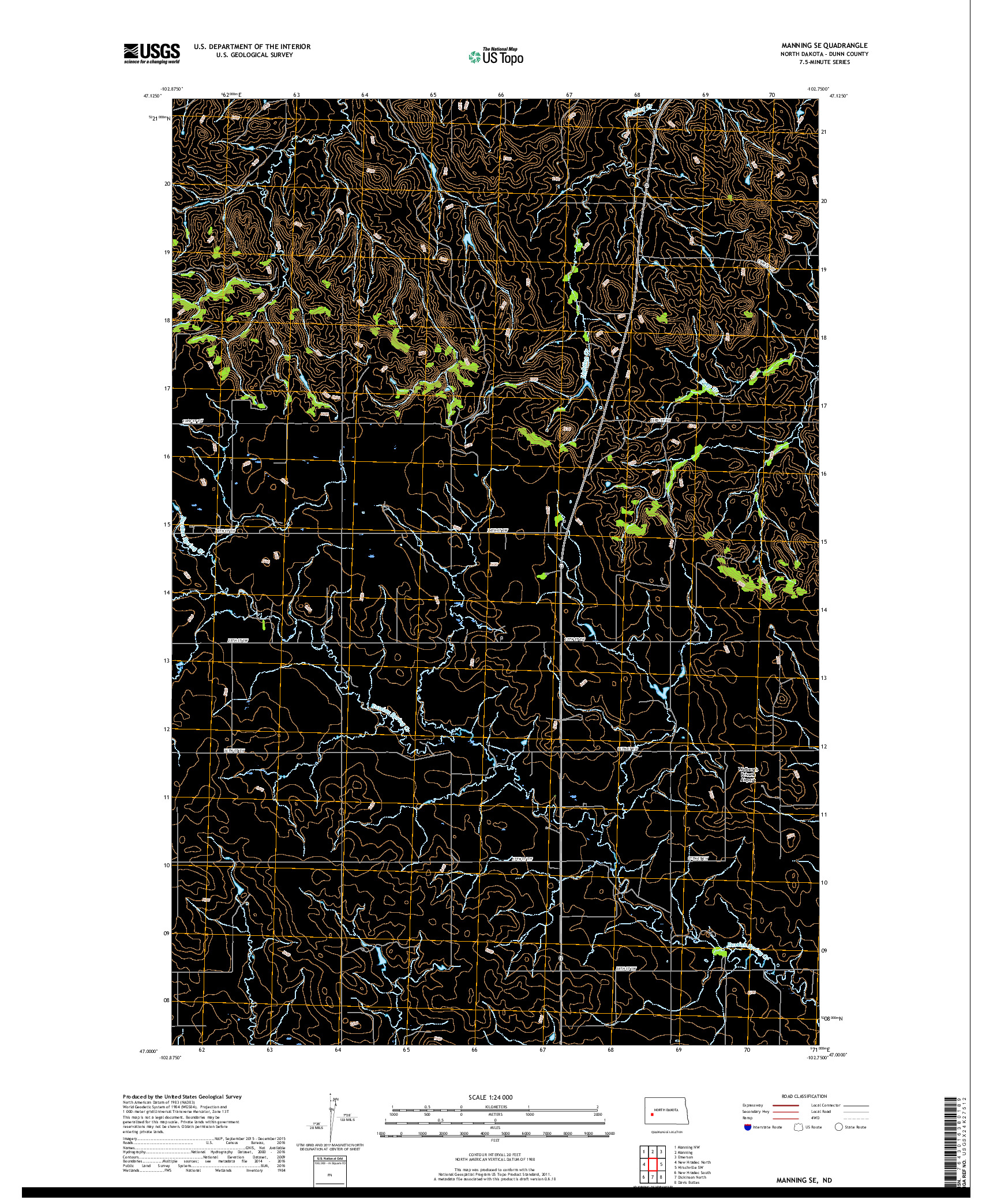 USGS US TOPO 7.5-MINUTE MAP FOR MANNING SE, ND 2017