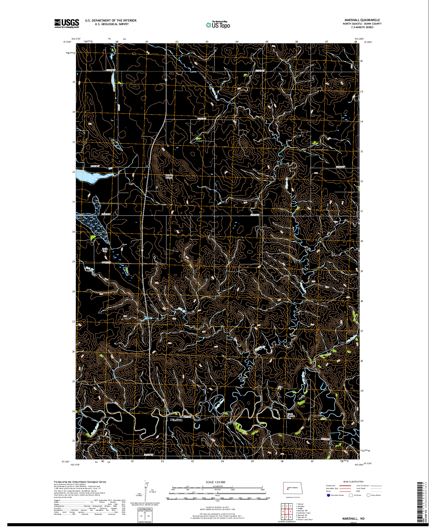 USGS US TOPO 7.5-MINUTE MAP FOR MARSHALL, ND 2017