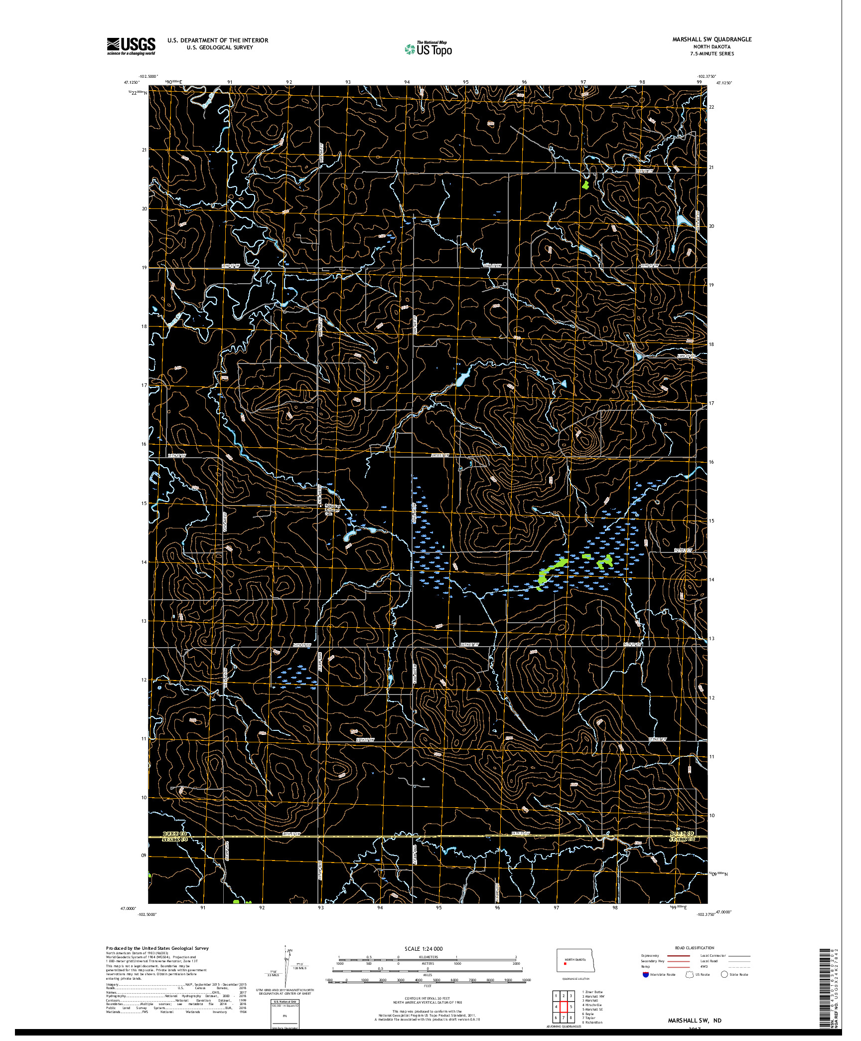 USGS US TOPO 7.5-MINUTE MAP FOR MARSHALL SW, ND 2017