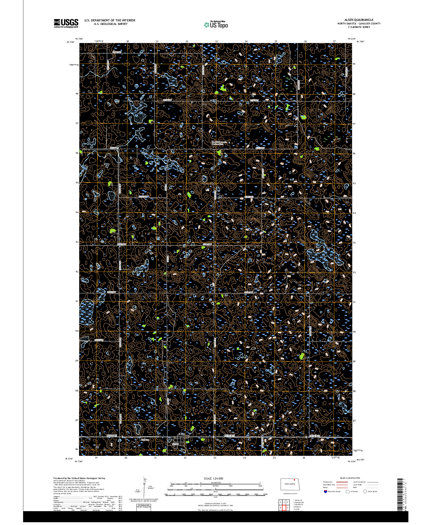 USGS US TOPO 7.5-MINUTE MAP FOR ALSEN, ND 2017