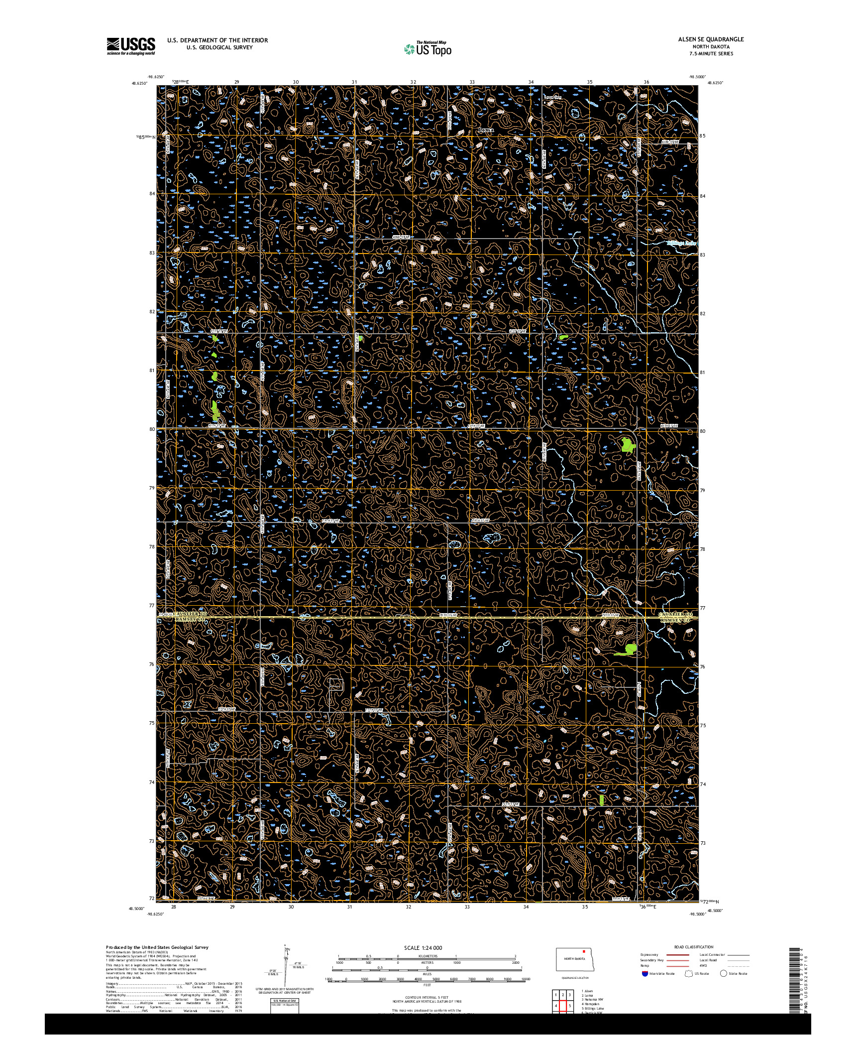 USGS US TOPO 7.5-MINUTE MAP FOR ALSEN SE, ND 2017