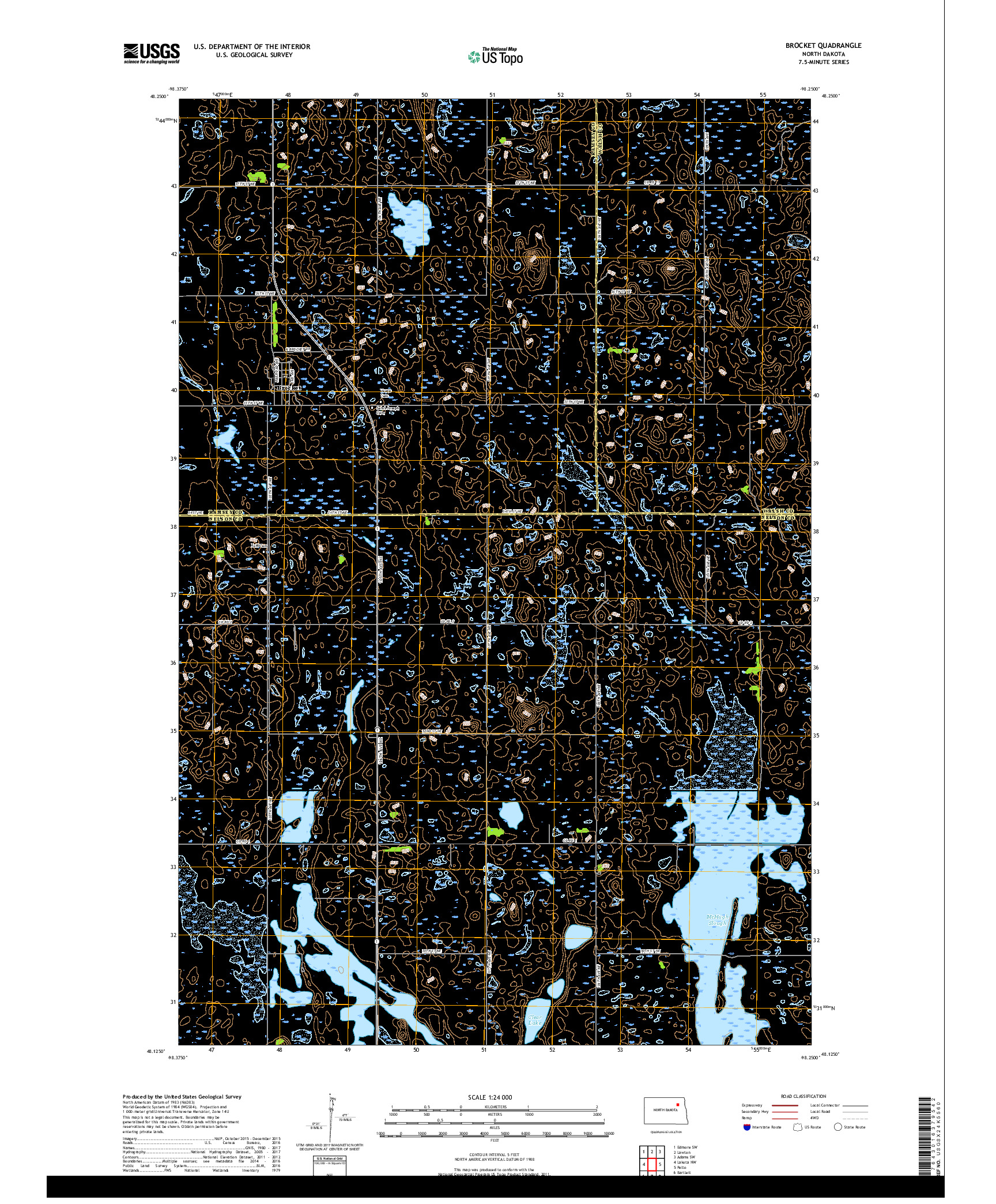 USGS US TOPO 7.5-MINUTE MAP FOR BROCKET, ND 2017