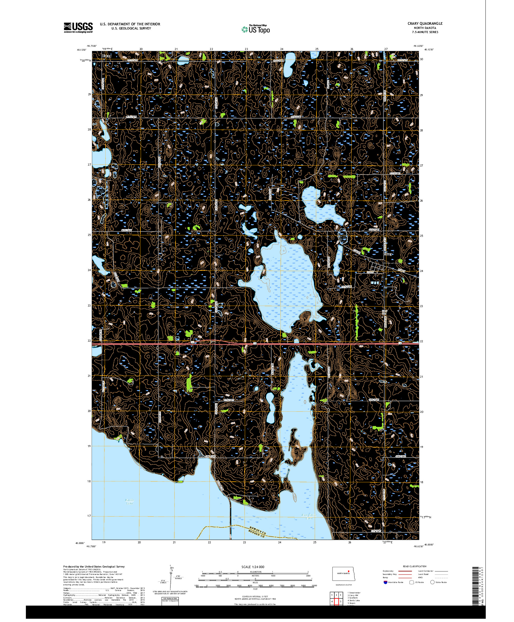 USGS US TOPO 7.5-MINUTE MAP FOR CRARY, ND 2017