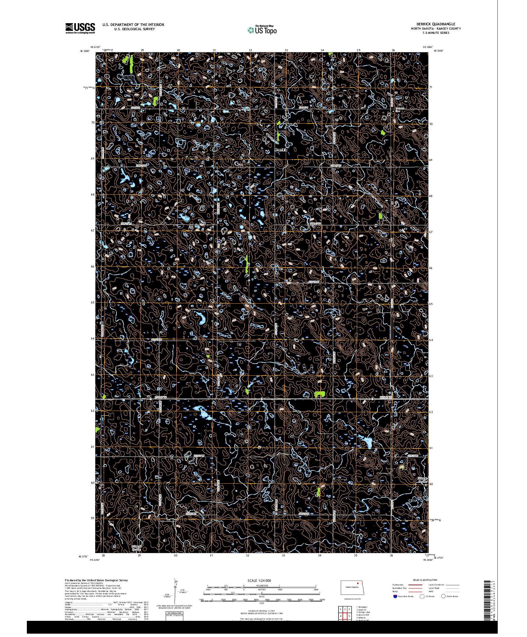 USGS US TOPO 7.5-MINUTE MAP FOR DERRICK, ND 2017