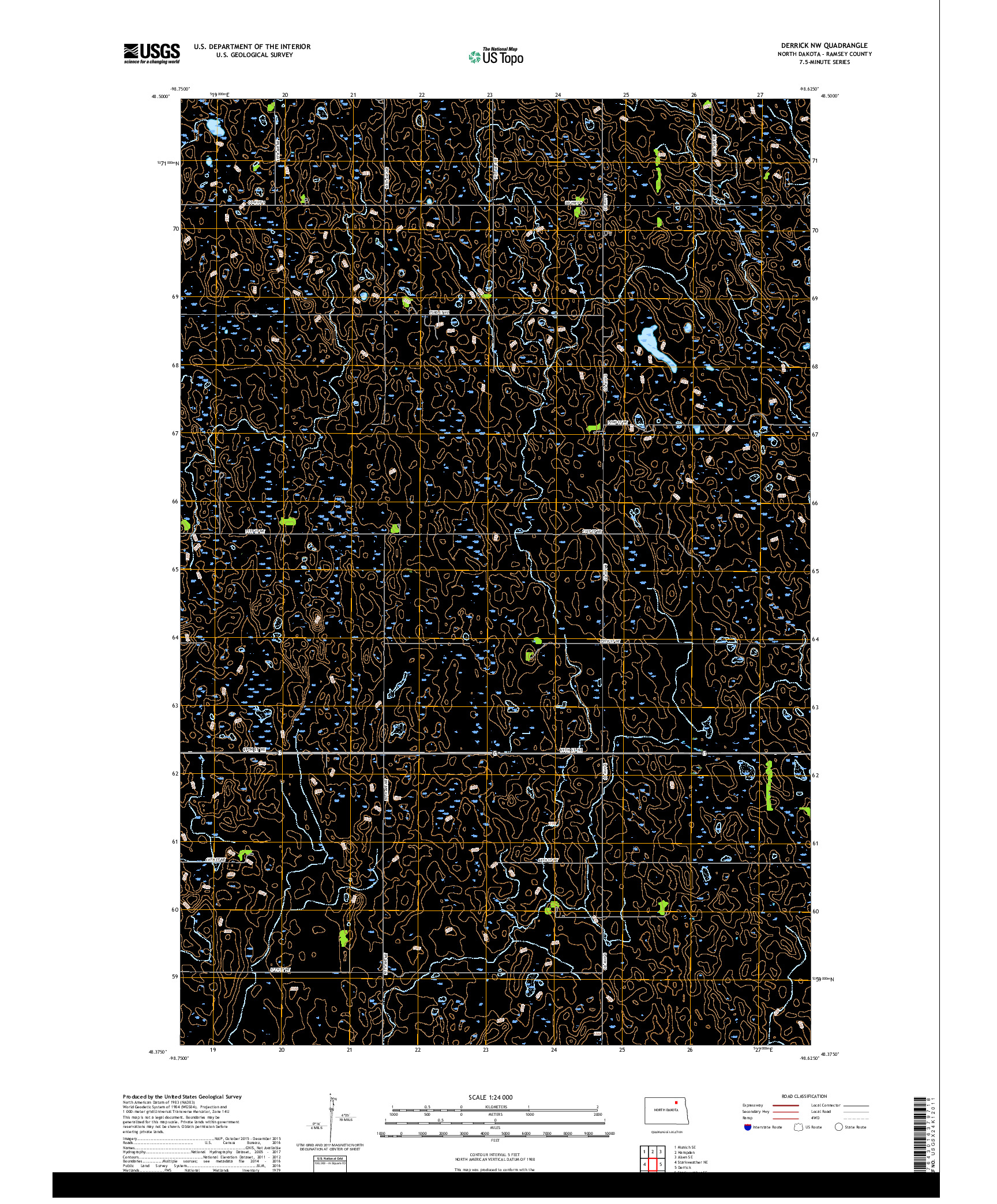 USGS US TOPO 7.5-MINUTE MAP FOR DERRICK NW, ND 2017