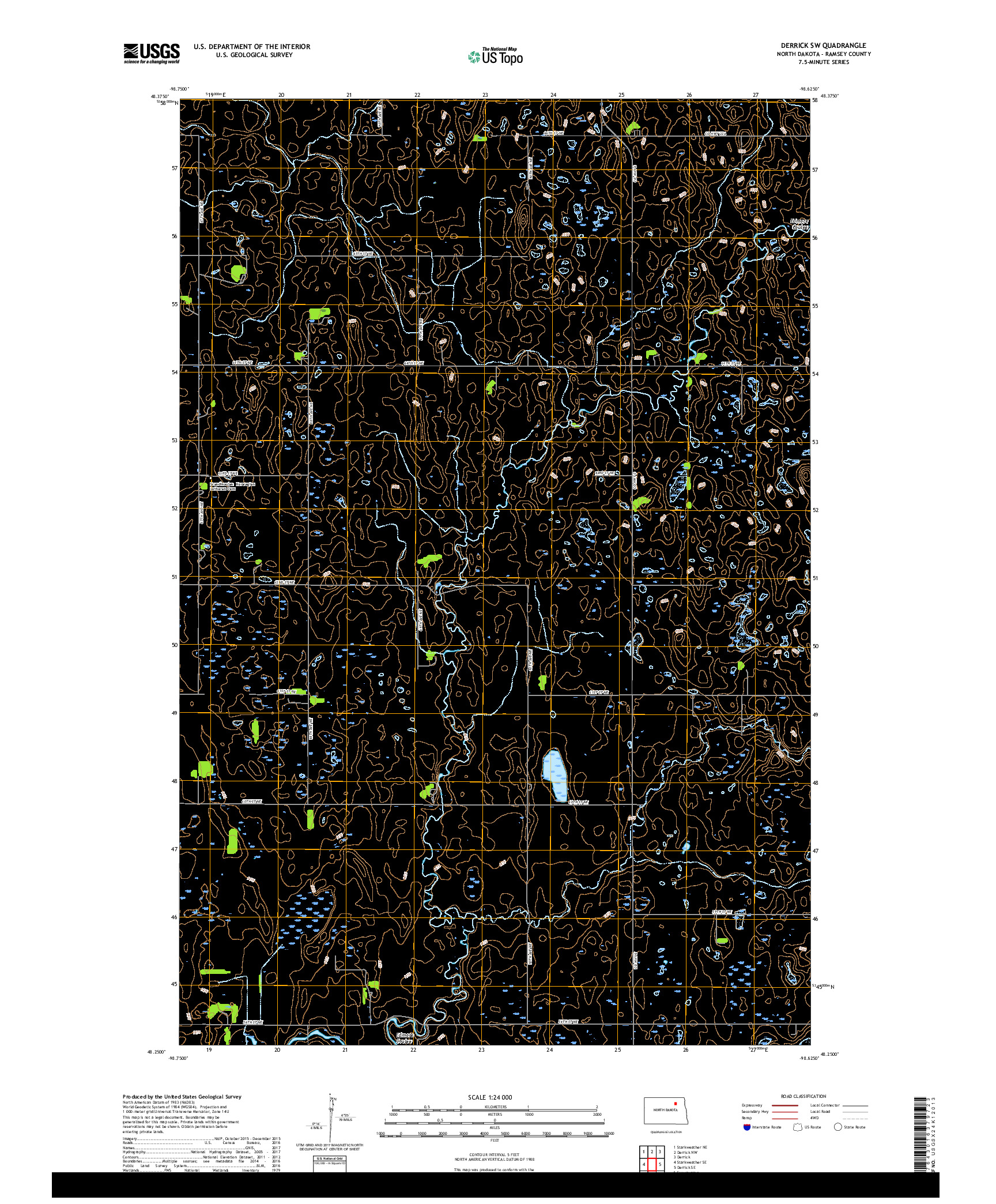 USGS US TOPO 7.5-MINUTE MAP FOR DERRICK SW, ND 2017