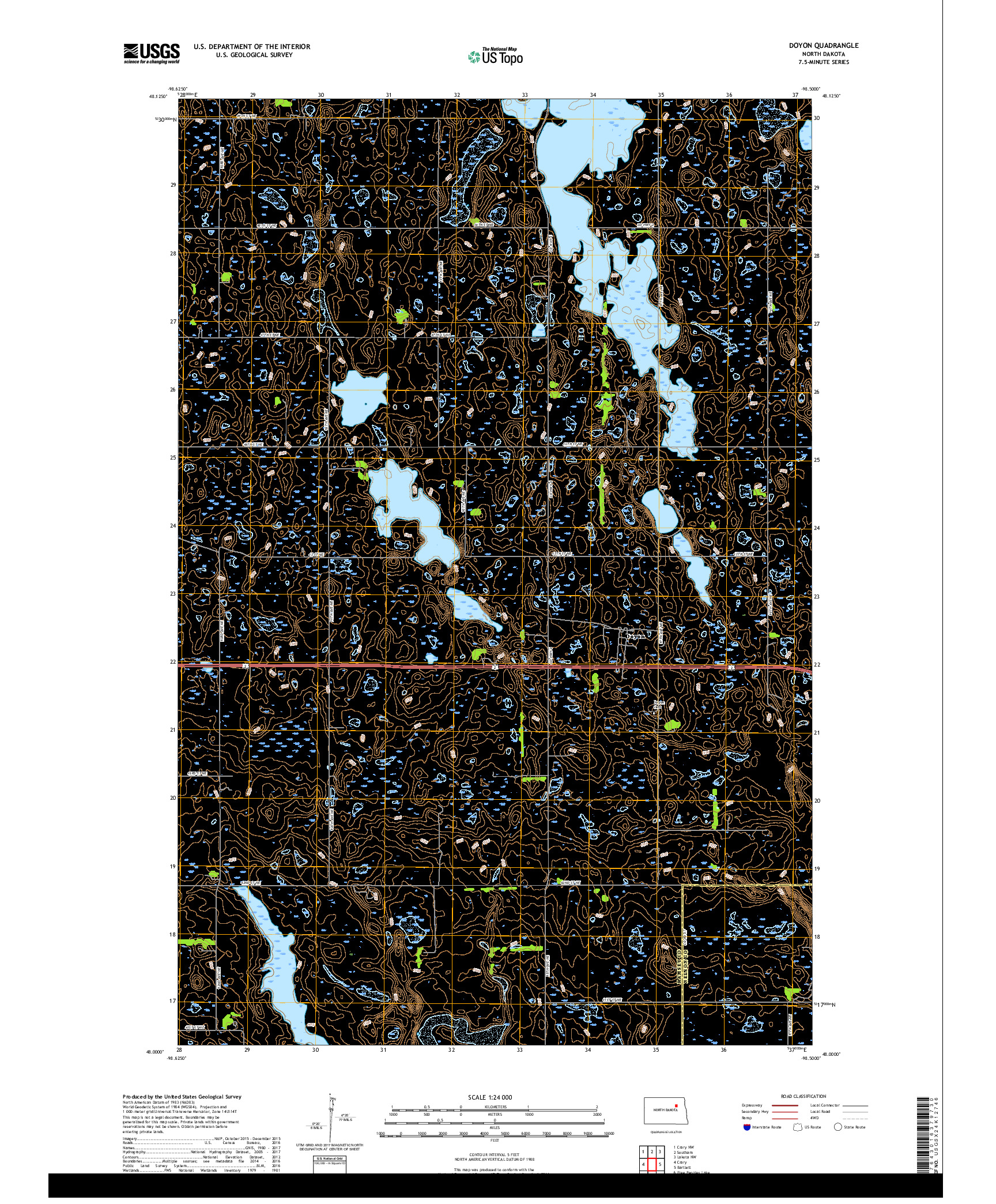 USGS US TOPO 7.5-MINUTE MAP FOR DOYON, ND 2017