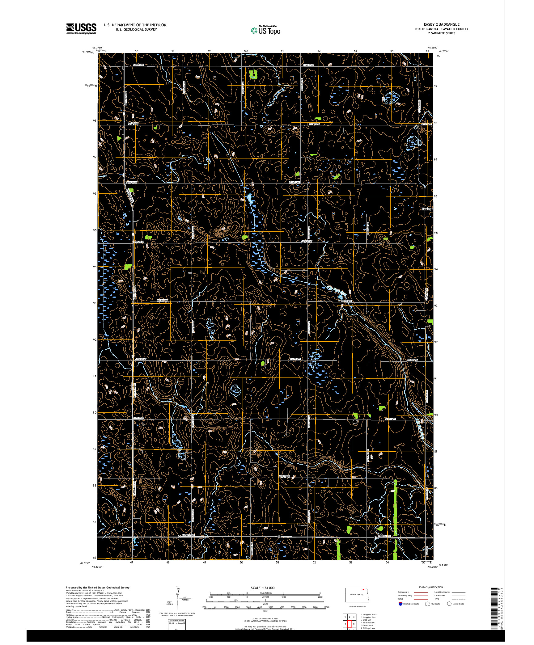 USGS US TOPO 7.5-MINUTE MAP FOR EASBY, ND 2017