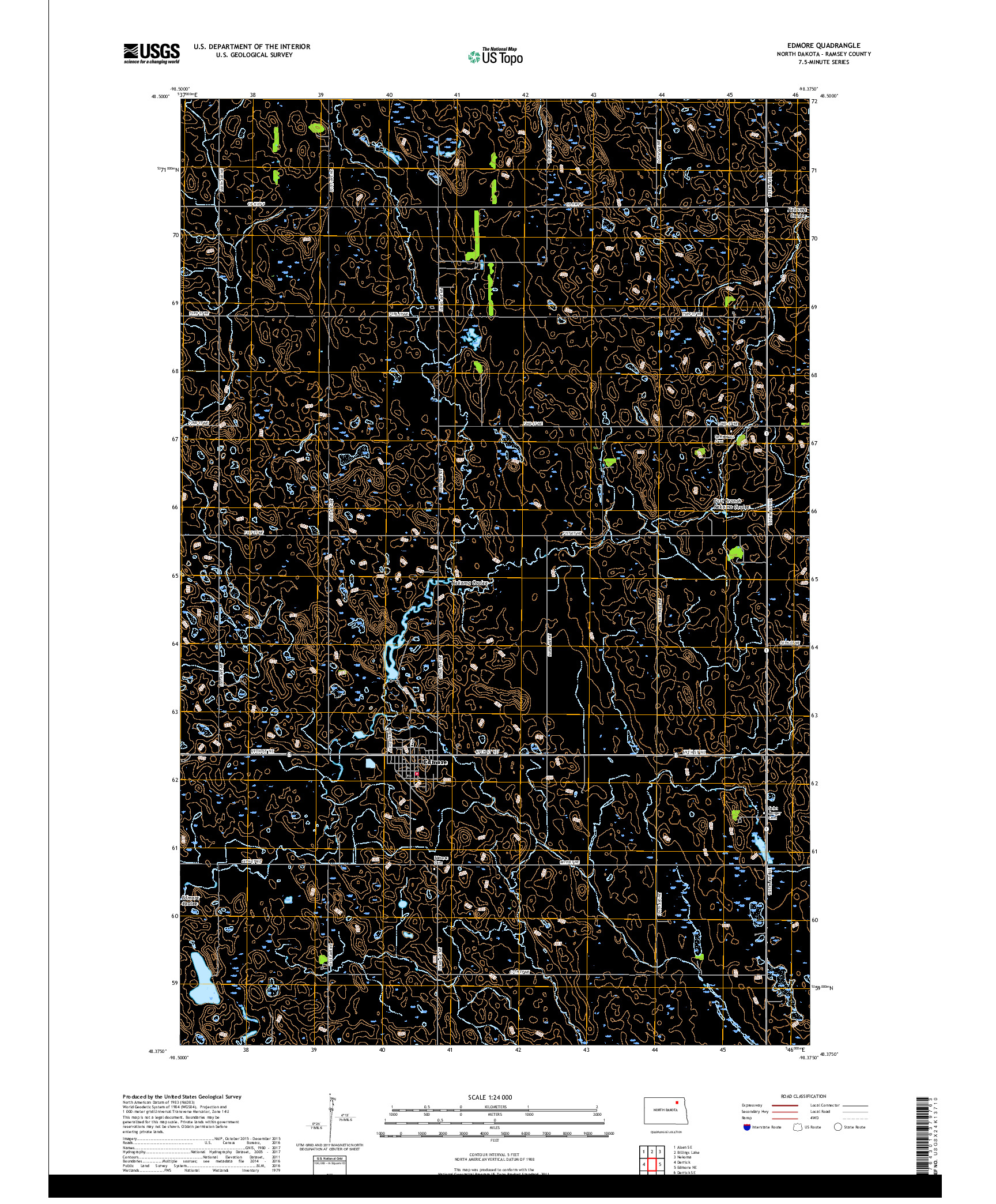 USGS US TOPO 7.5-MINUTE MAP FOR EDMORE, ND 2017