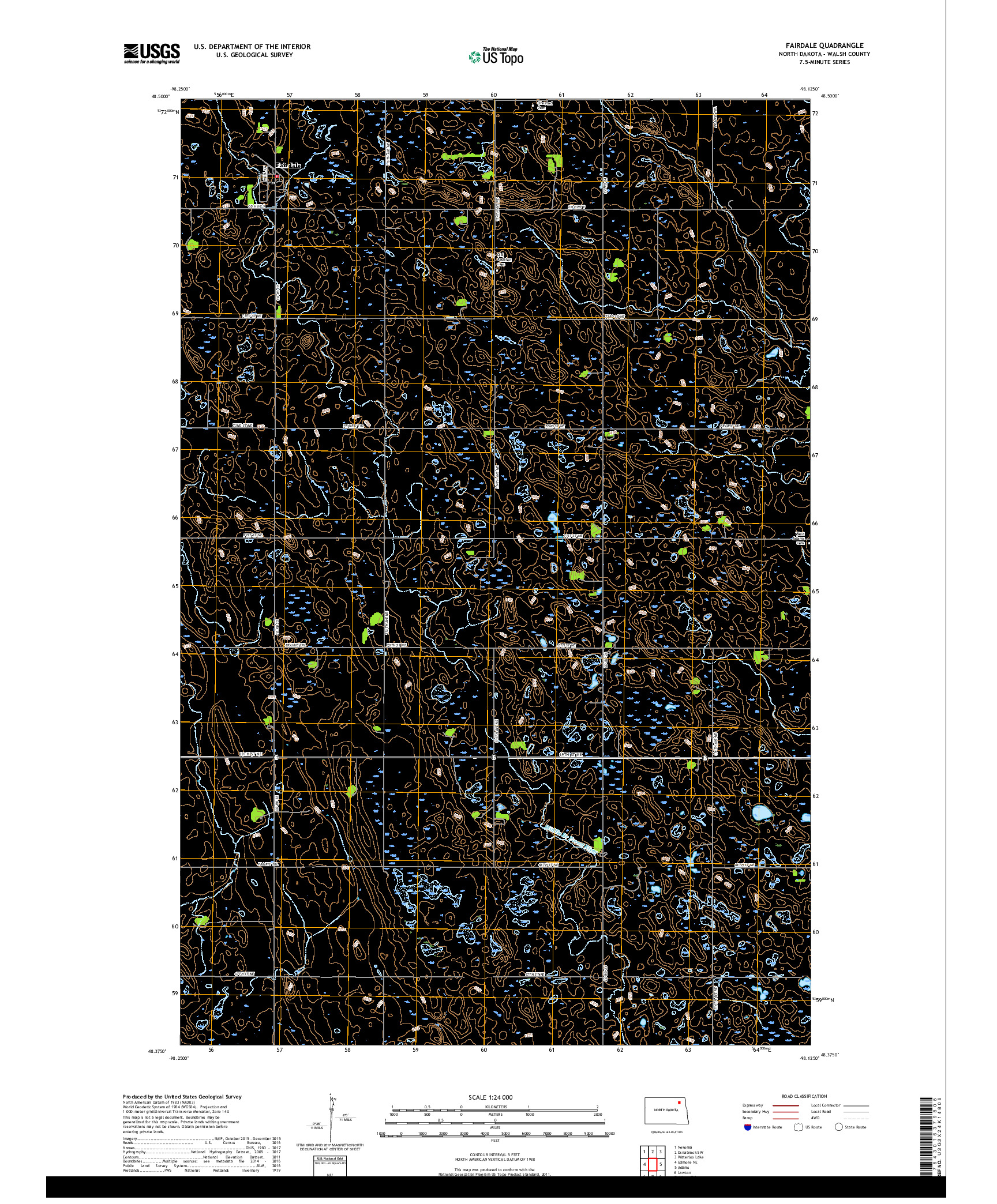 USGS US TOPO 7.5-MINUTE MAP FOR FAIRDALE, ND 2017