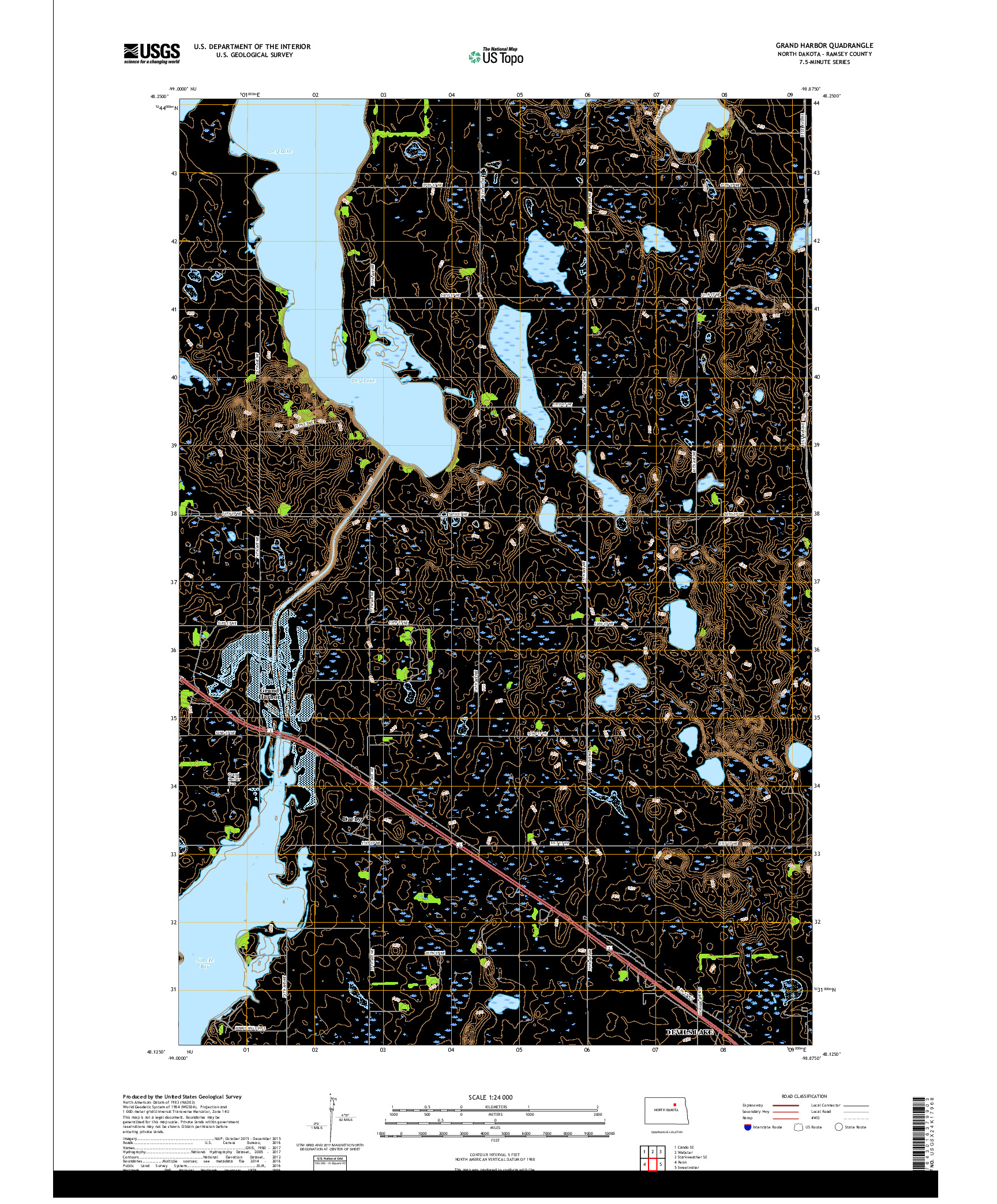USGS US TOPO 7.5-MINUTE MAP FOR GRAND HARBOR, ND 2017