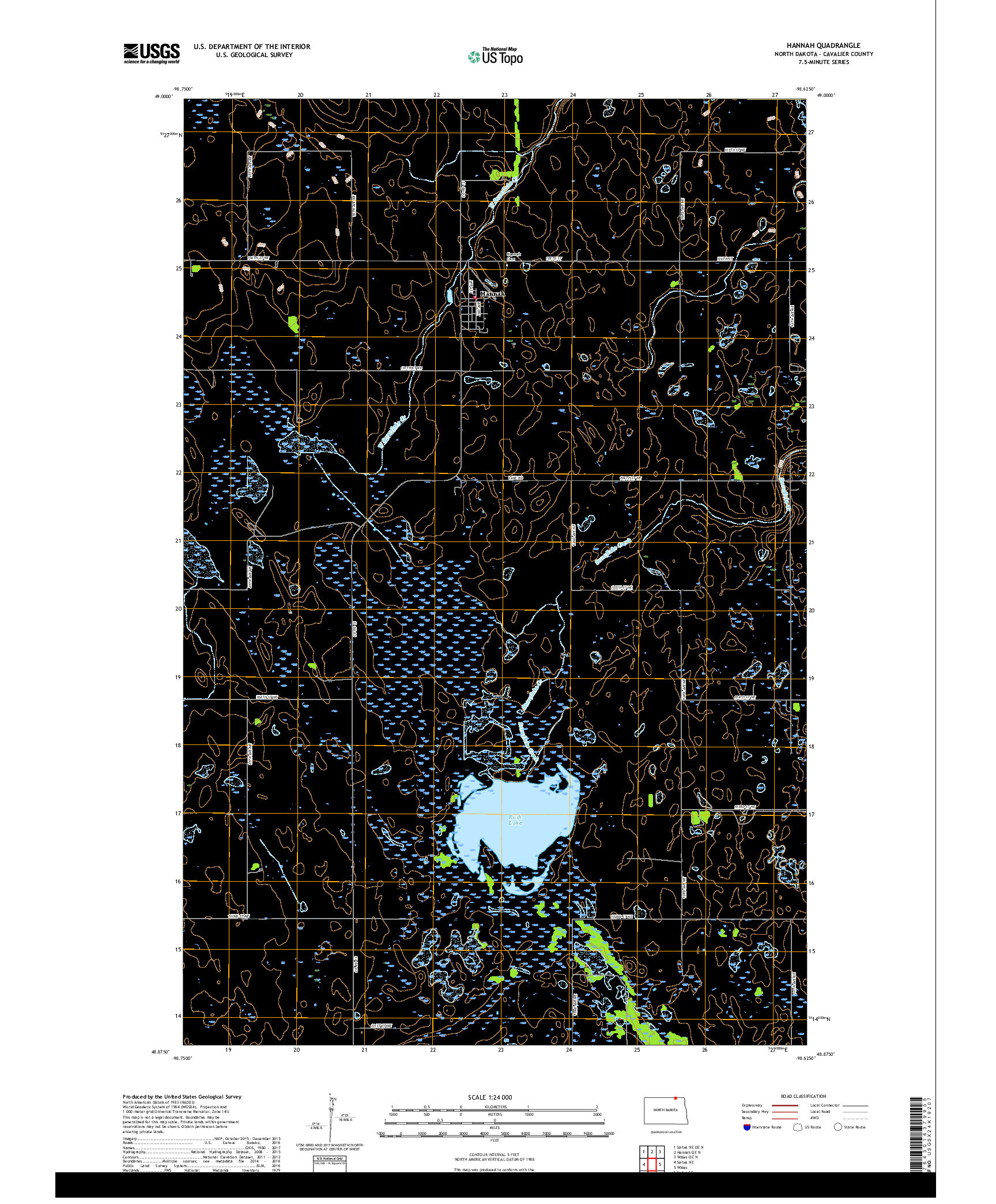 USGS US TOPO 7.5-MINUTE MAP FOR HANNAH, ND,MB 2017