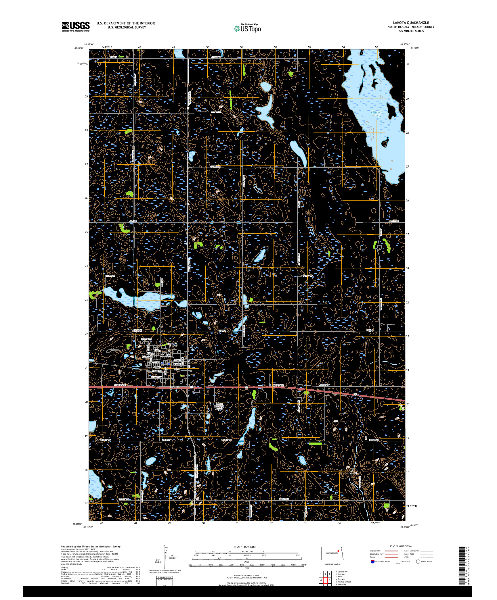 USGS US TOPO 7.5-MINUTE MAP FOR LAKOTA, ND 2017