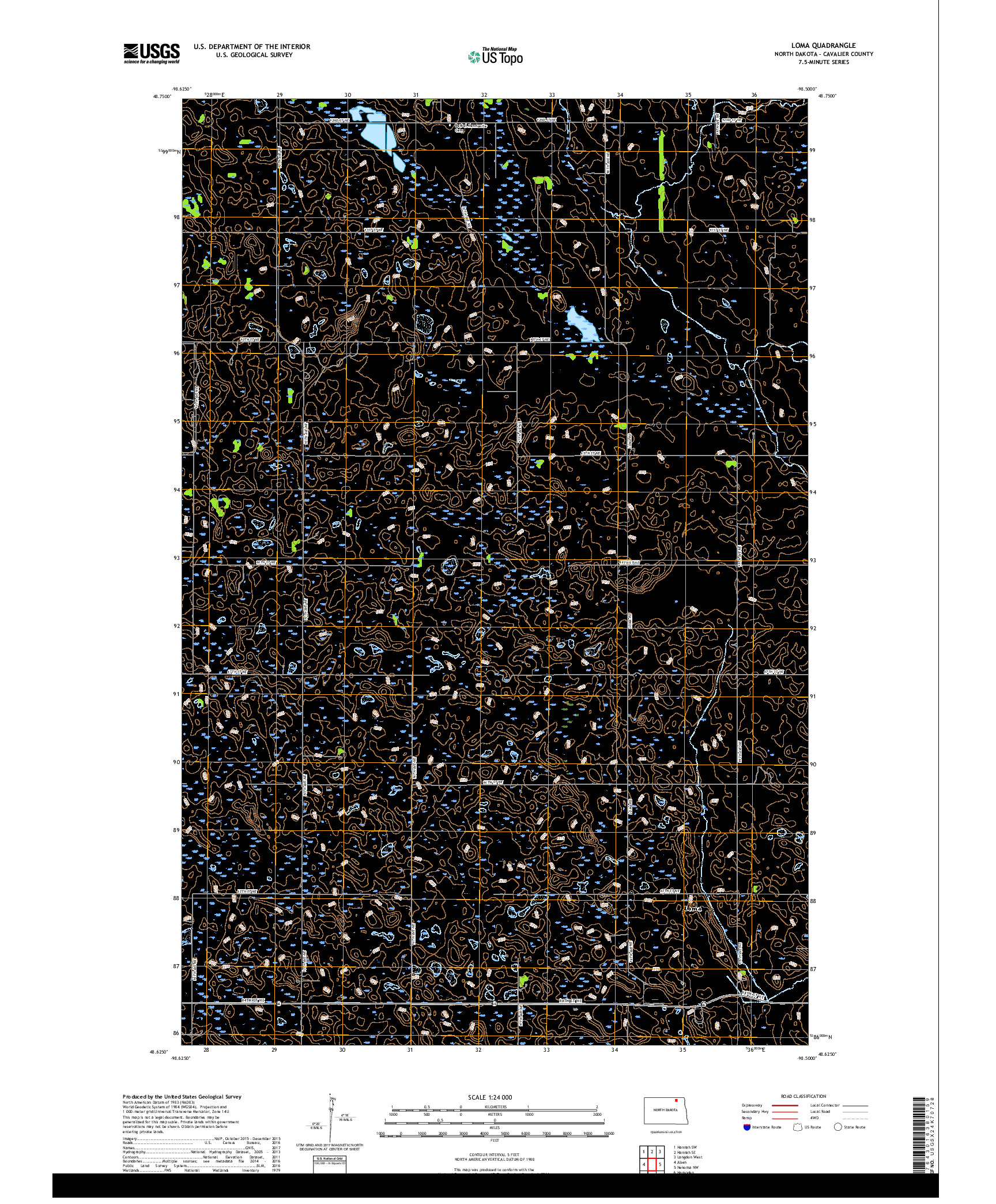 USGS US TOPO 7.5-MINUTE MAP FOR LOMA, ND 2017