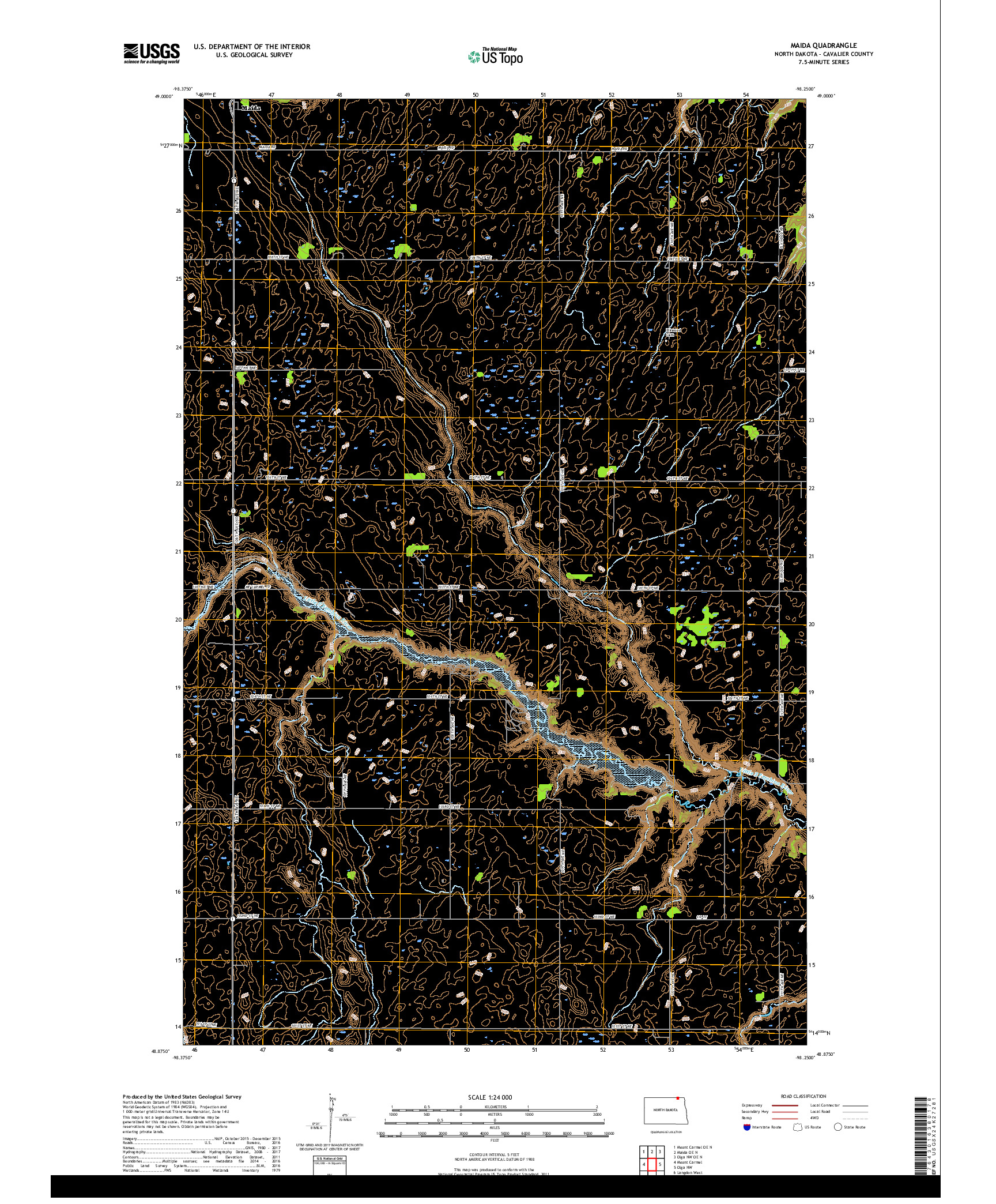 USGS US TOPO 7.5-MINUTE MAP FOR MAIDA, ND,MB 2017