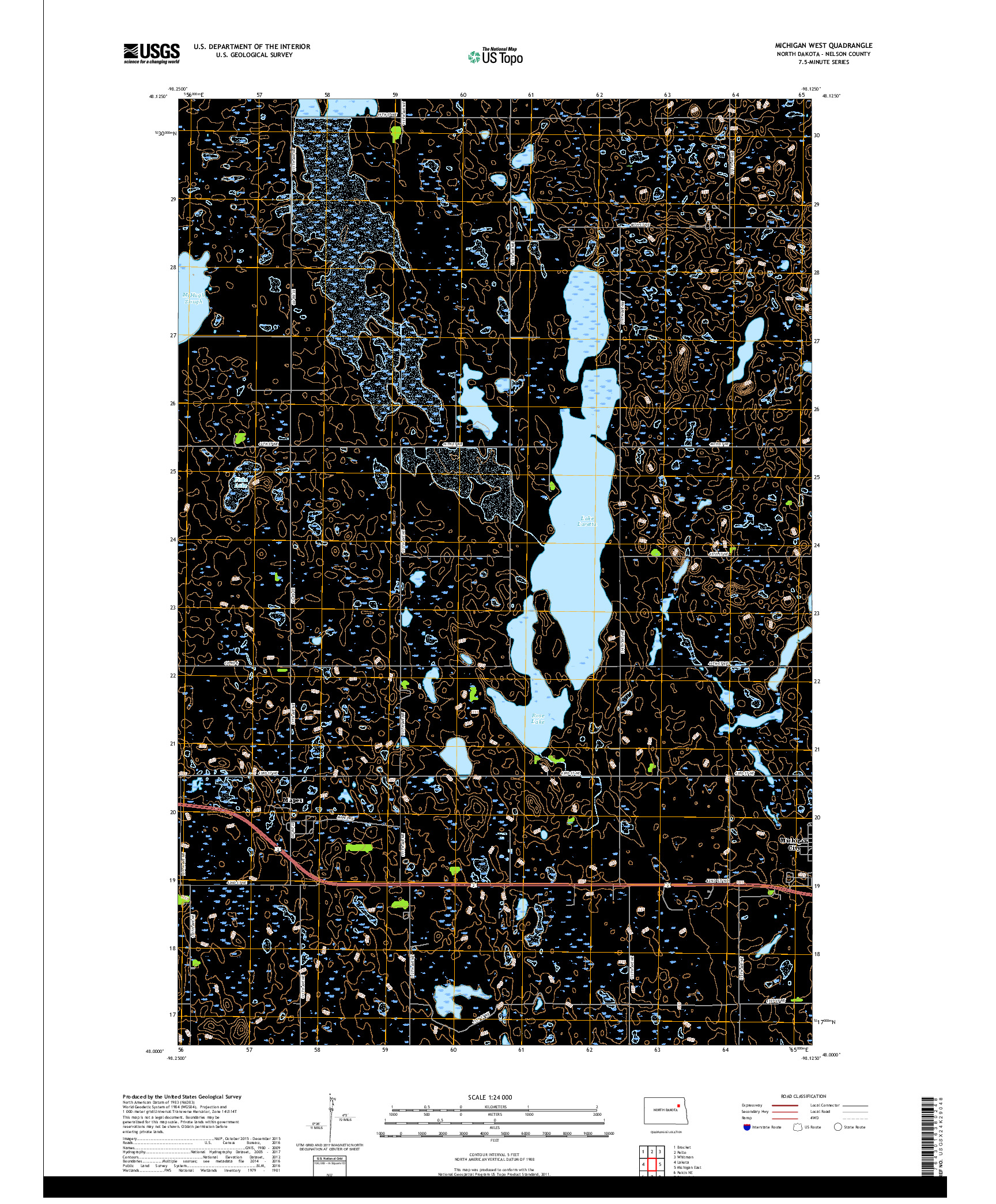 USGS US TOPO 7.5-MINUTE MAP FOR MICHIGAN WEST, ND 2017