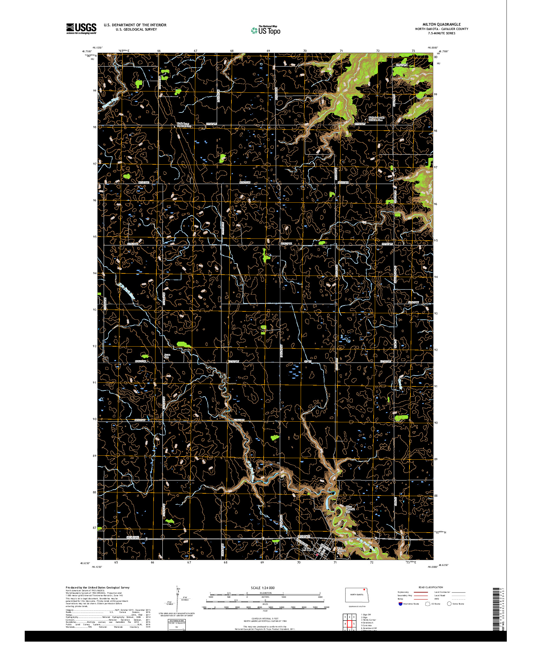 USGS US TOPO 7.5-MINUTE MAP FOR MILTON, ND 2017