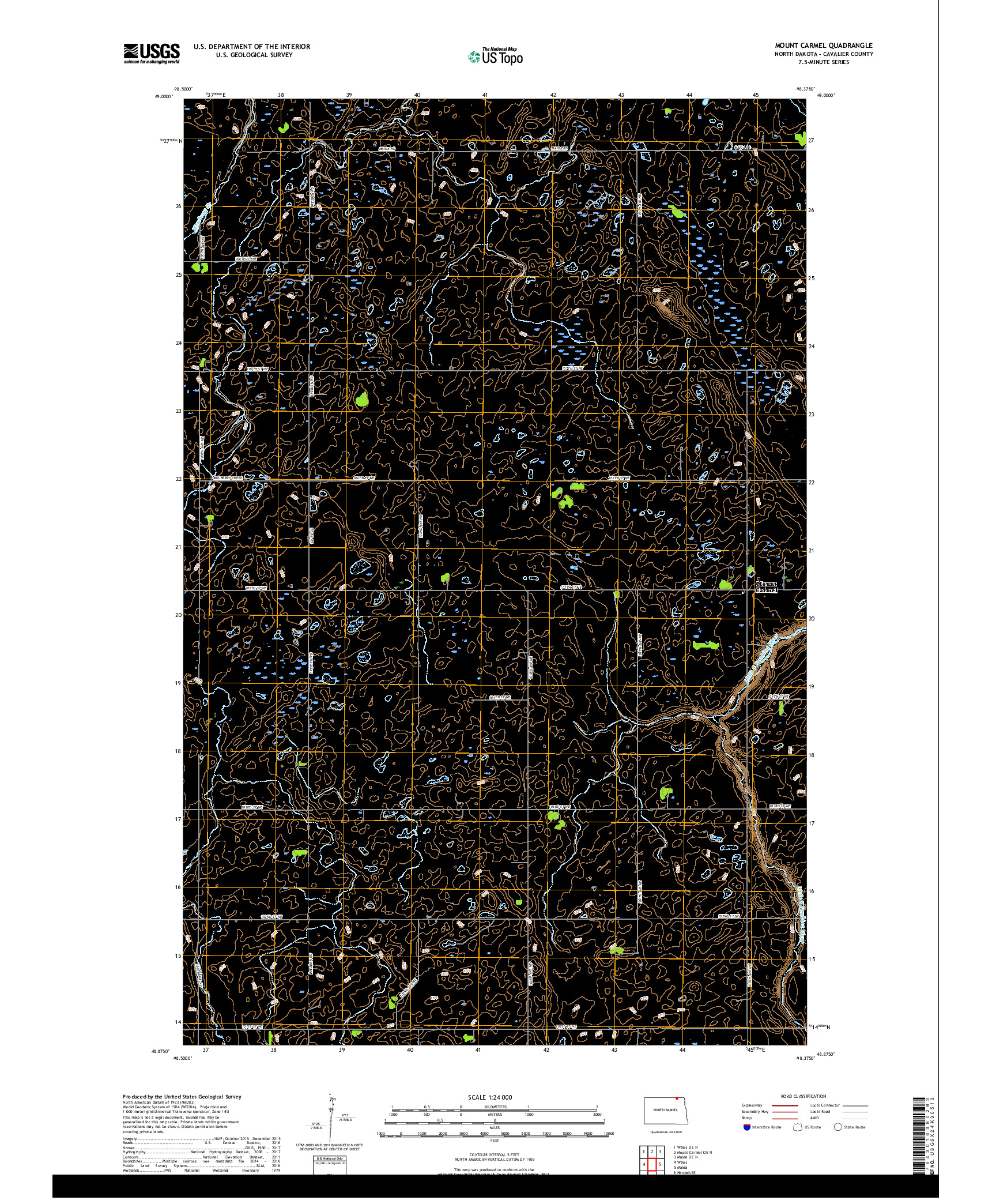 USGS US TOPO 7.5-MINUTE MAP FOR MOUNT CARMEL, ND,MB 2017