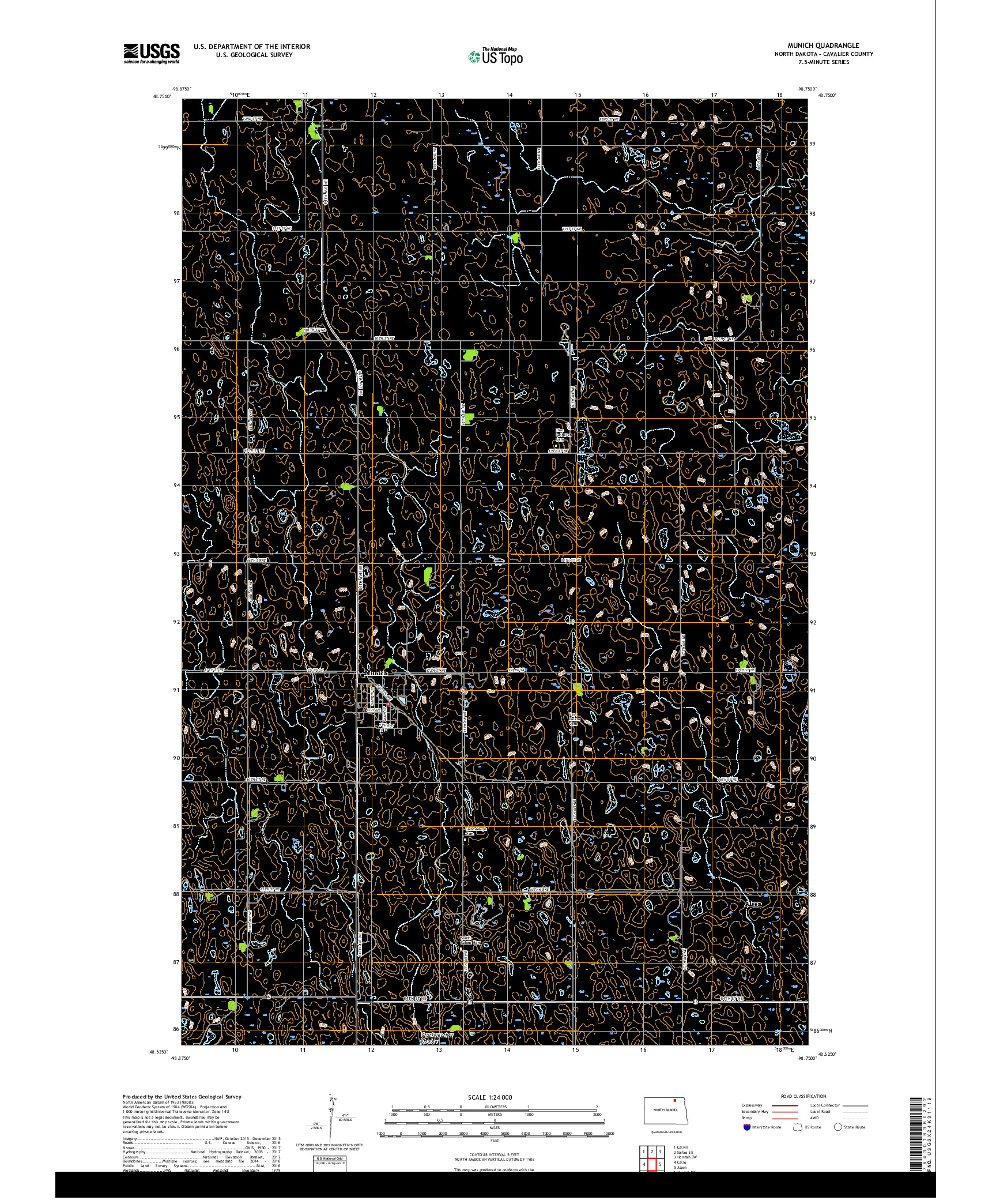 USGS US TOPO 7.5-MINUTE MAP FOR MUNICH, ND 2017