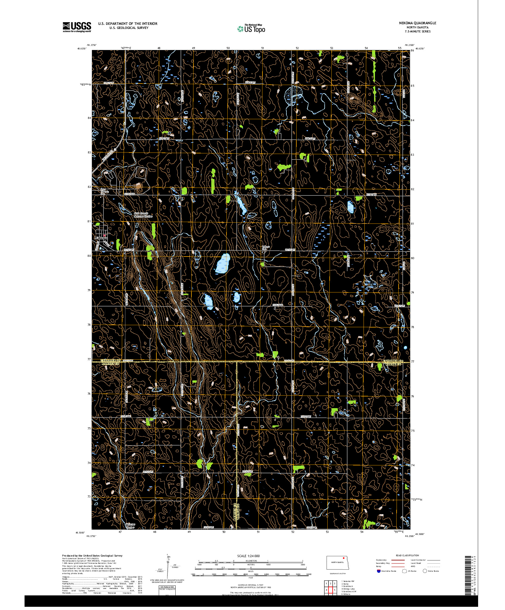 USGS US TOPO 7.5-MINUTE MAP FOR NEKOMA, ND 2017