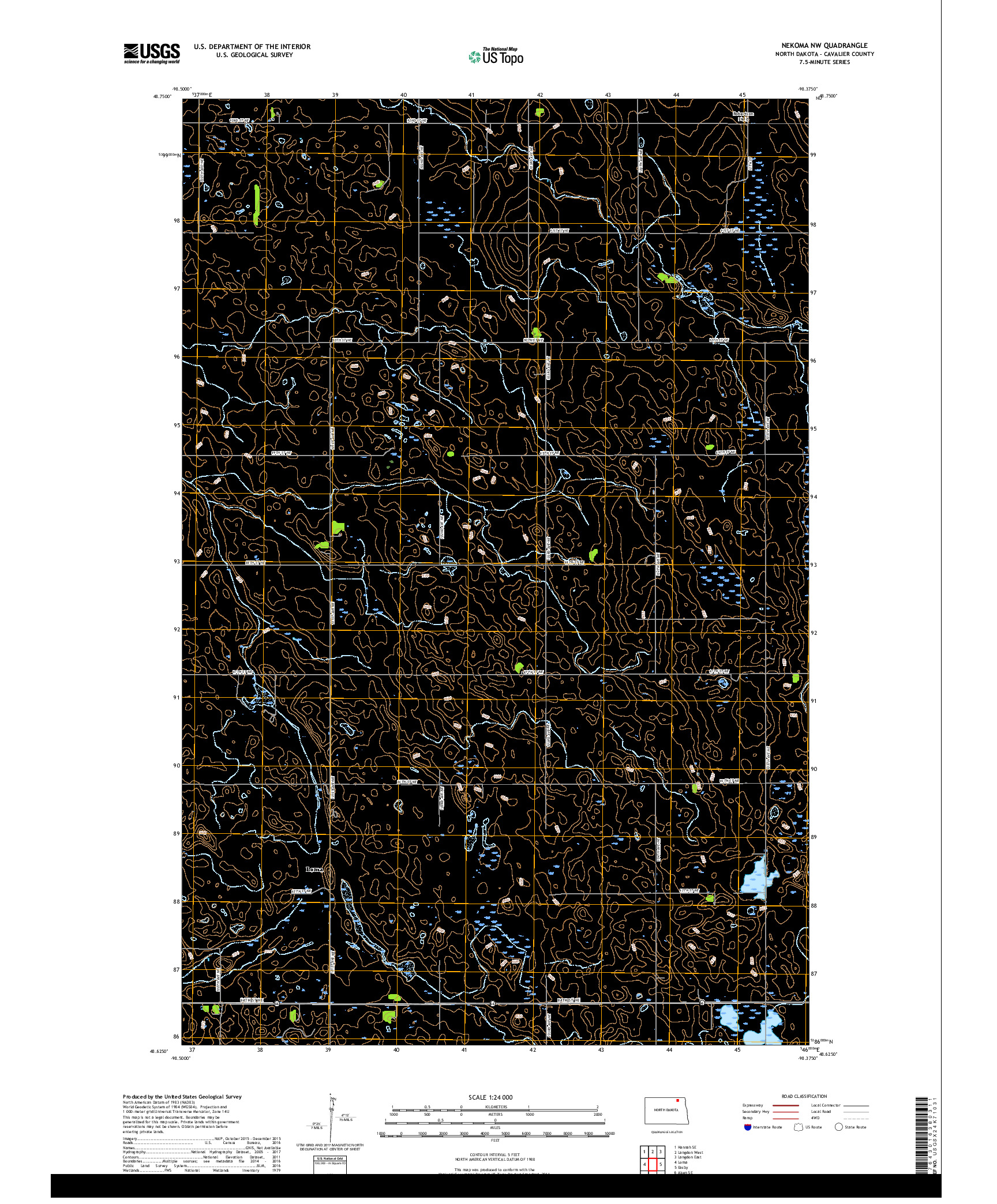 USGS US TOPO 7.5-MINUTE MAP FOR NEKOMA NW, ND 2017