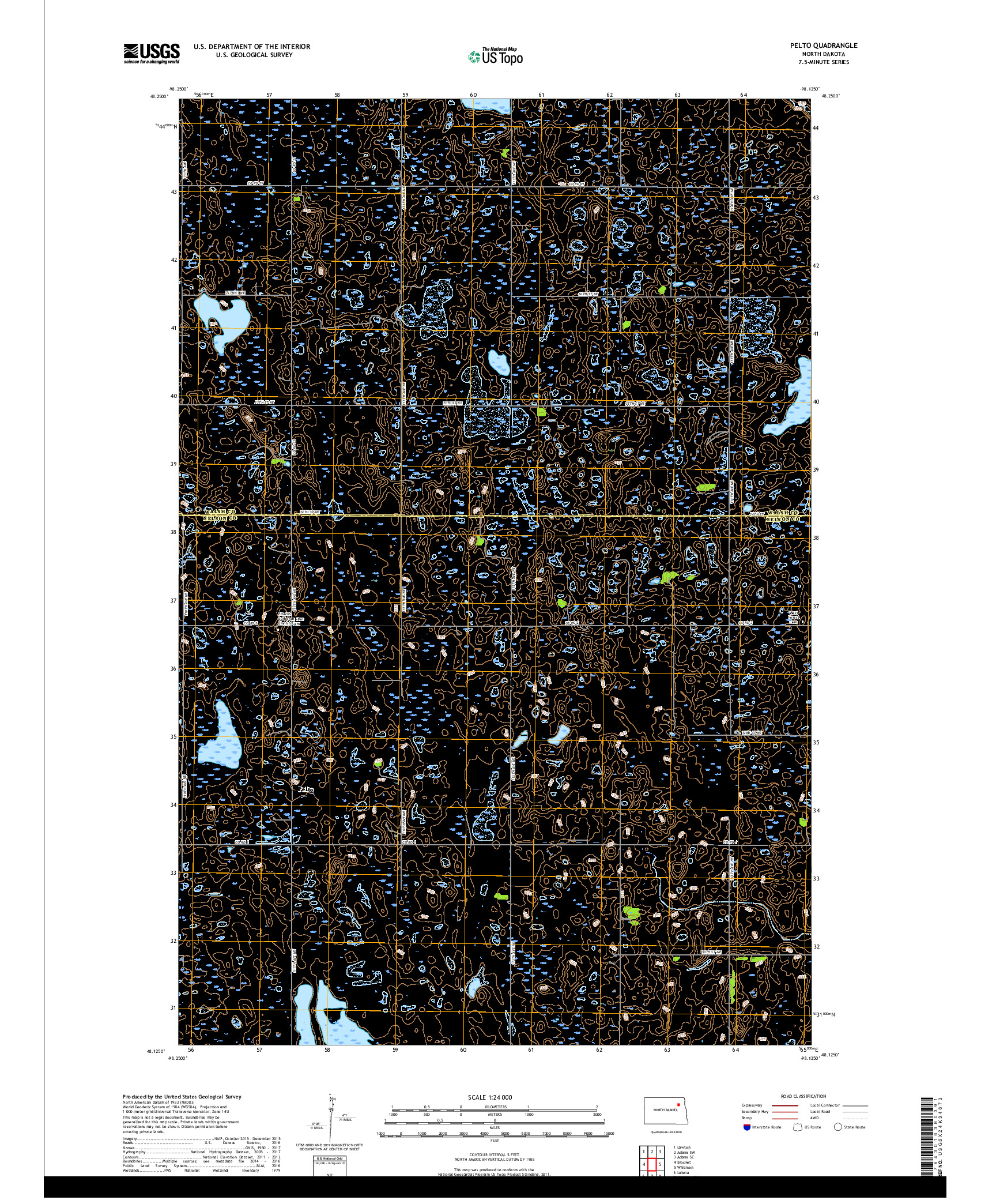 USGS US TOPO 7.5-MINUTE MAP FOR PELTO, ND 2017