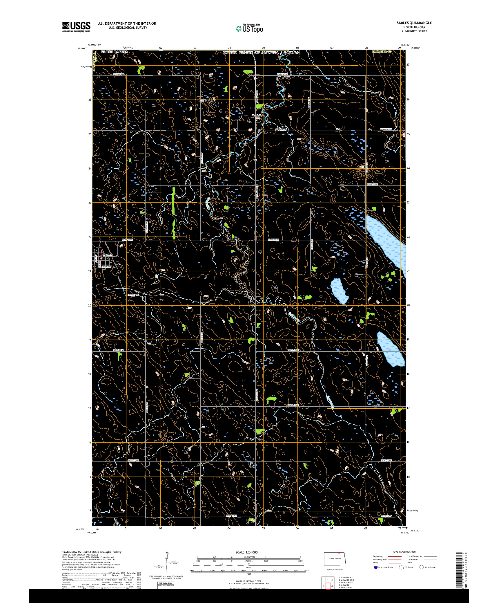 USGS US TOPO 7.5-MINUTE MAP FOR SARLES, ND,MB 2017