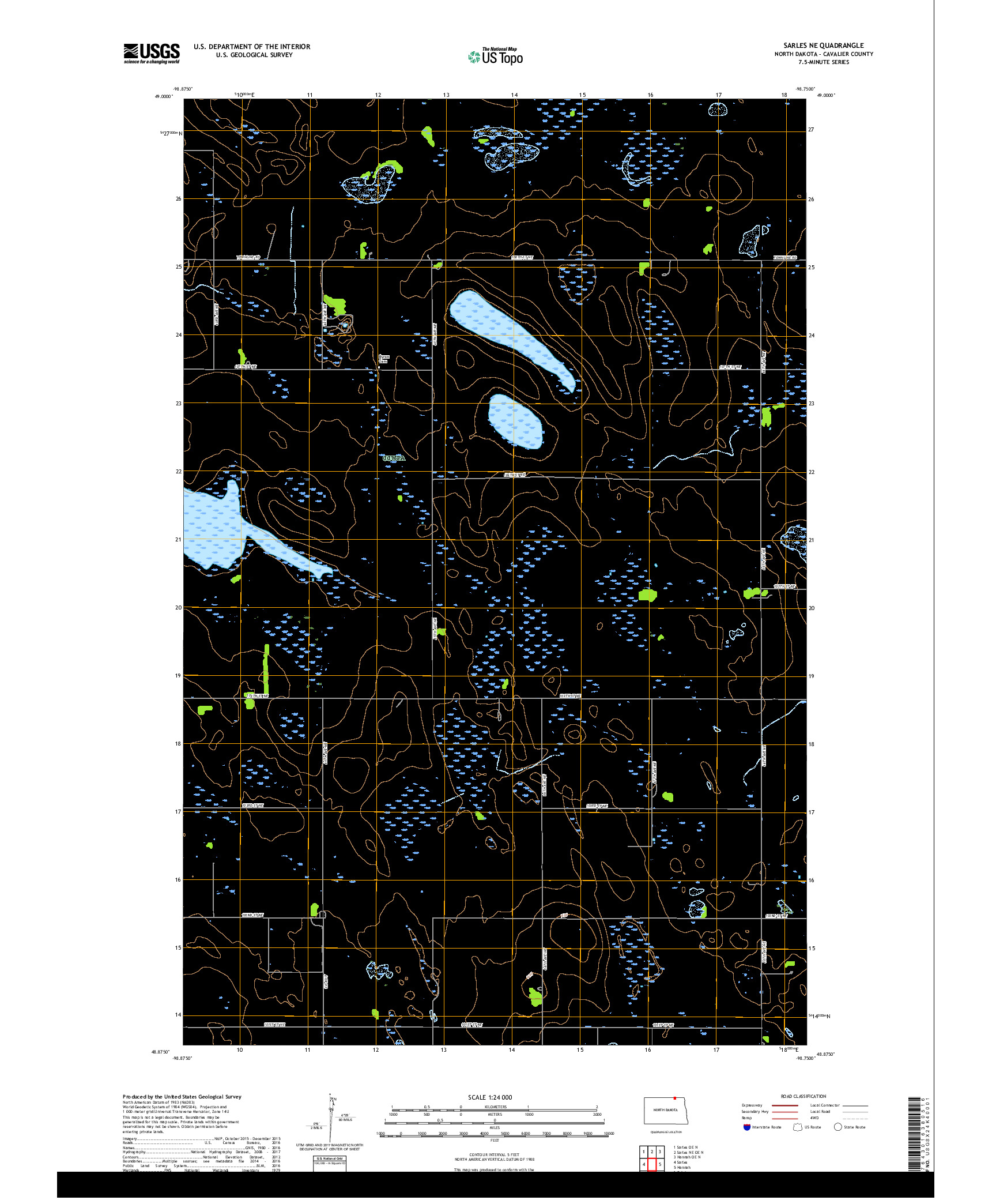 USGS US TOPO 7.5-MINUTE MAP FOR SARLES NE, ND,MB 2017