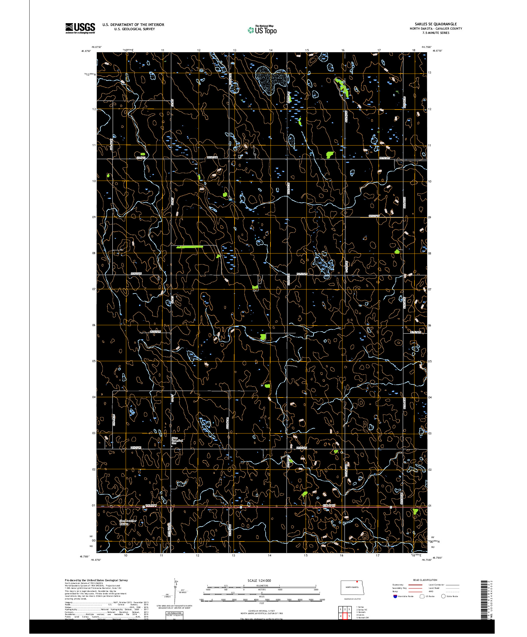 USGS US TOPO 7.5-MINUTE MAP FOR SARLES SE, ND 2017