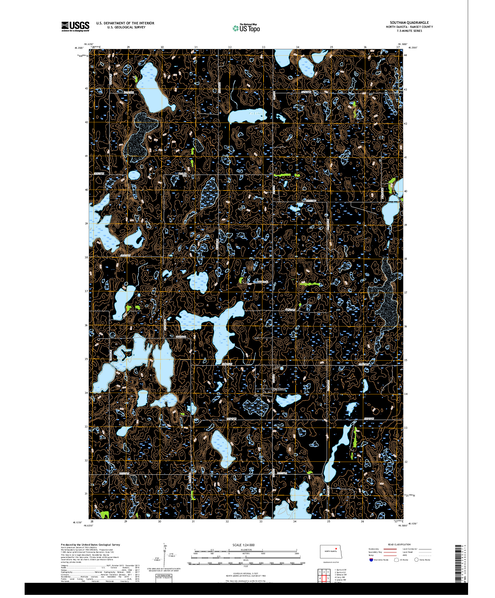 USGS US TOPO 7.5-MINUTE MAP FOR SOUTHAM, ND 2017