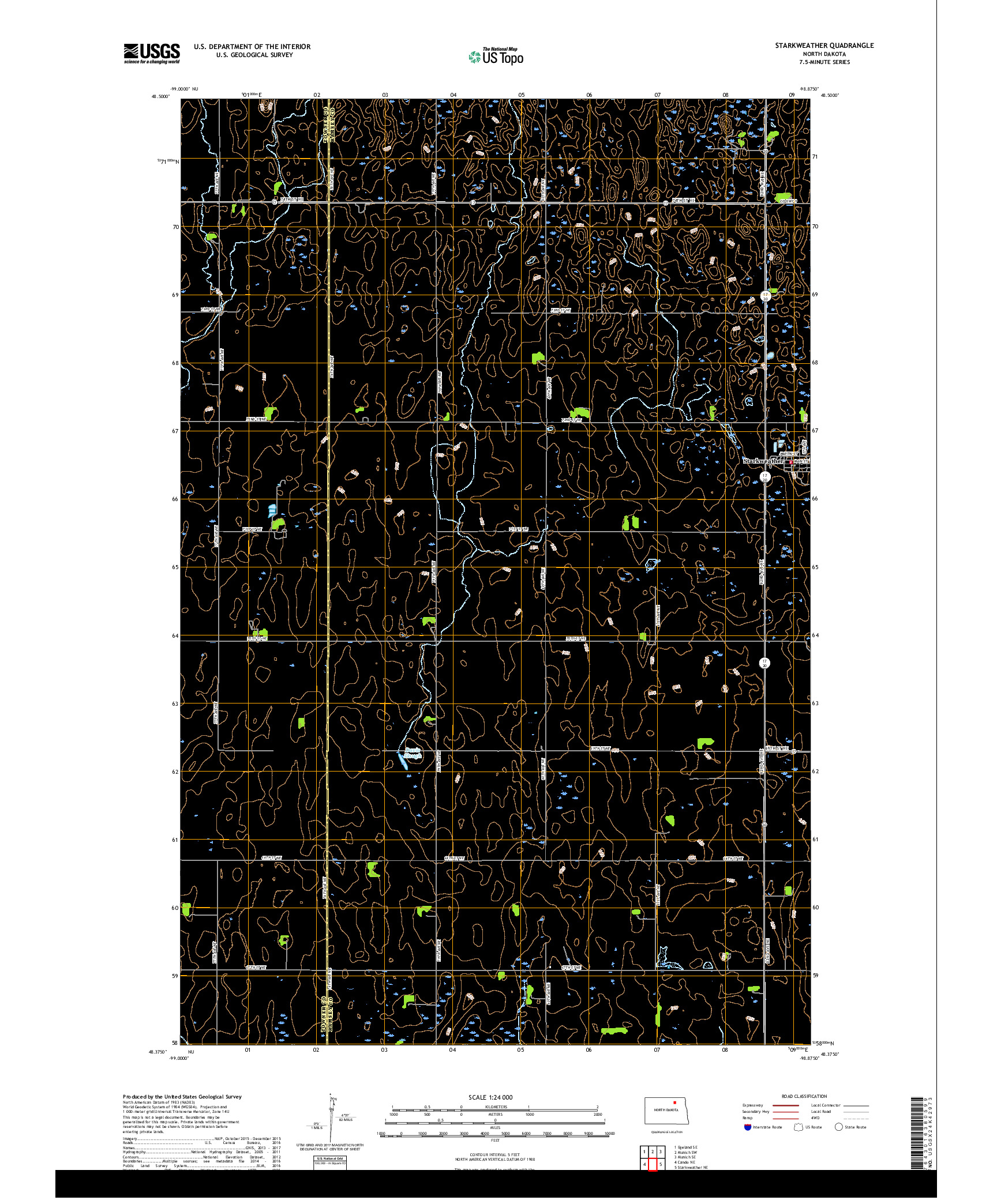 USGS US TOPO 7.5-MINUTE MAP FOR STARKWEATHER, ND 2017