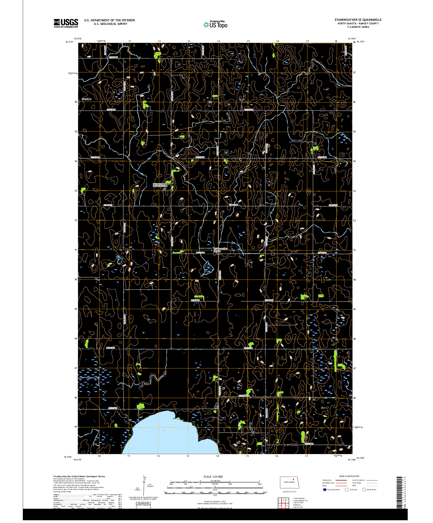 USGS US TOPO 7.5-MINUTE MAP FOR STARKWEATHER SE, ND 2017