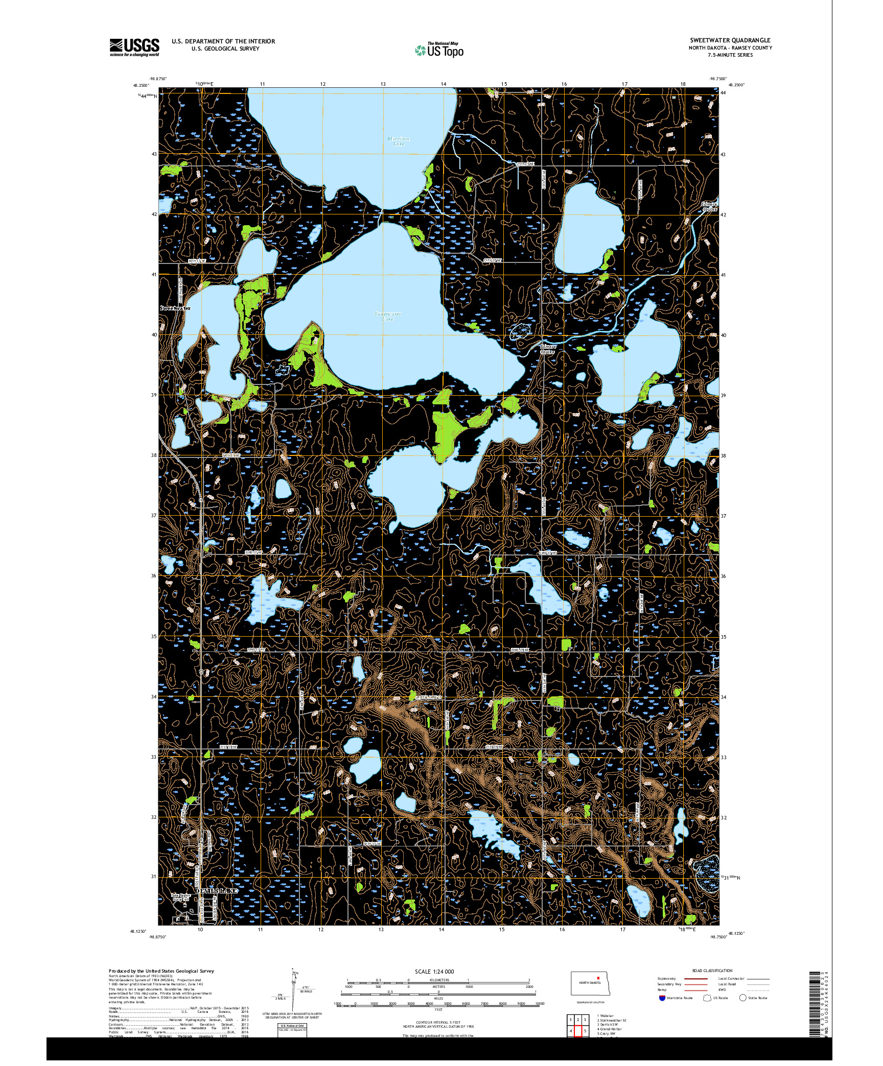 USGS US TOPO 7.5-MINUTE MAP FOR SWEETWATER, ND 2017