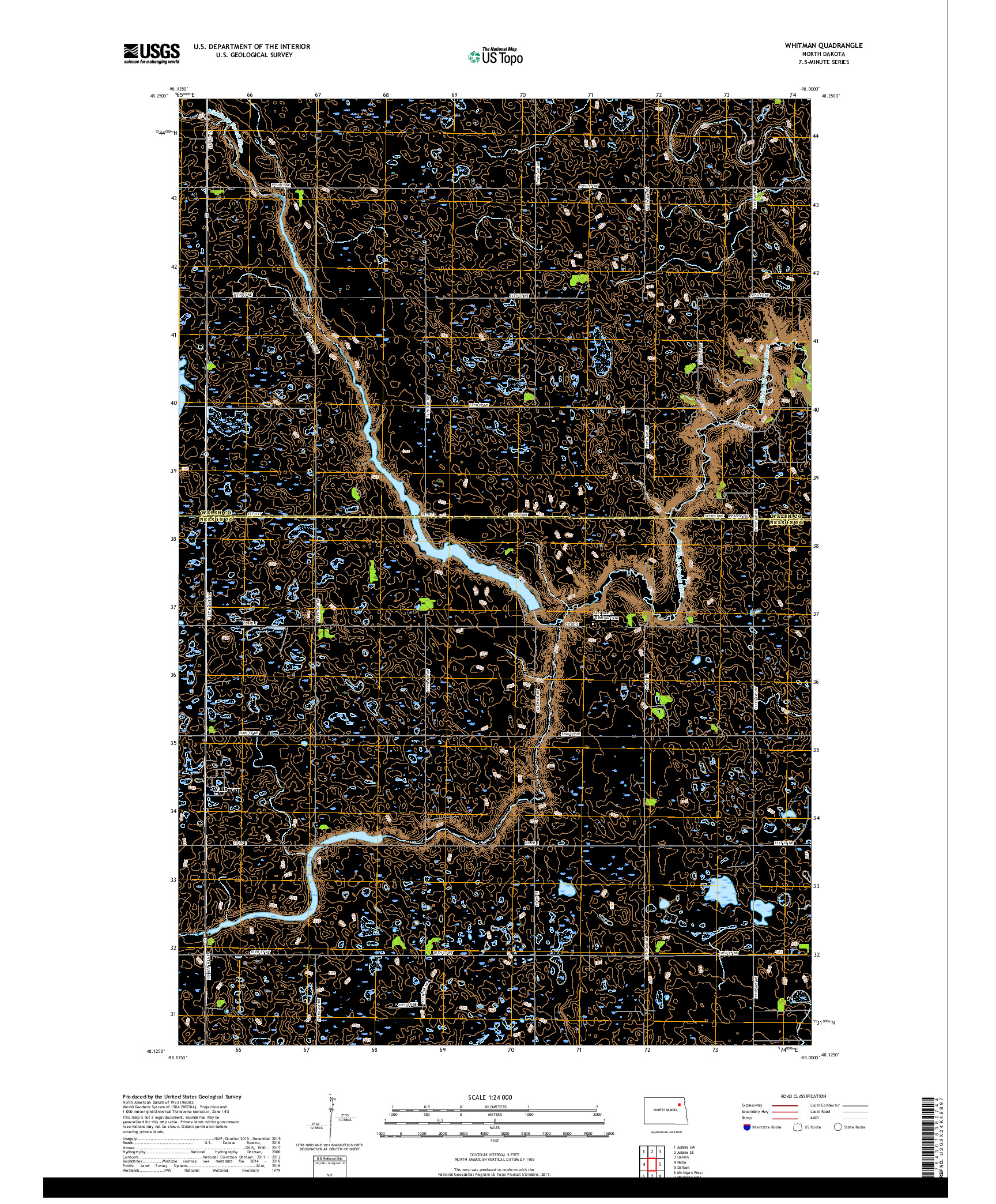 USGS US TOPO 7.5-MINUTE MAP FOR WHITMAN, ND 2017