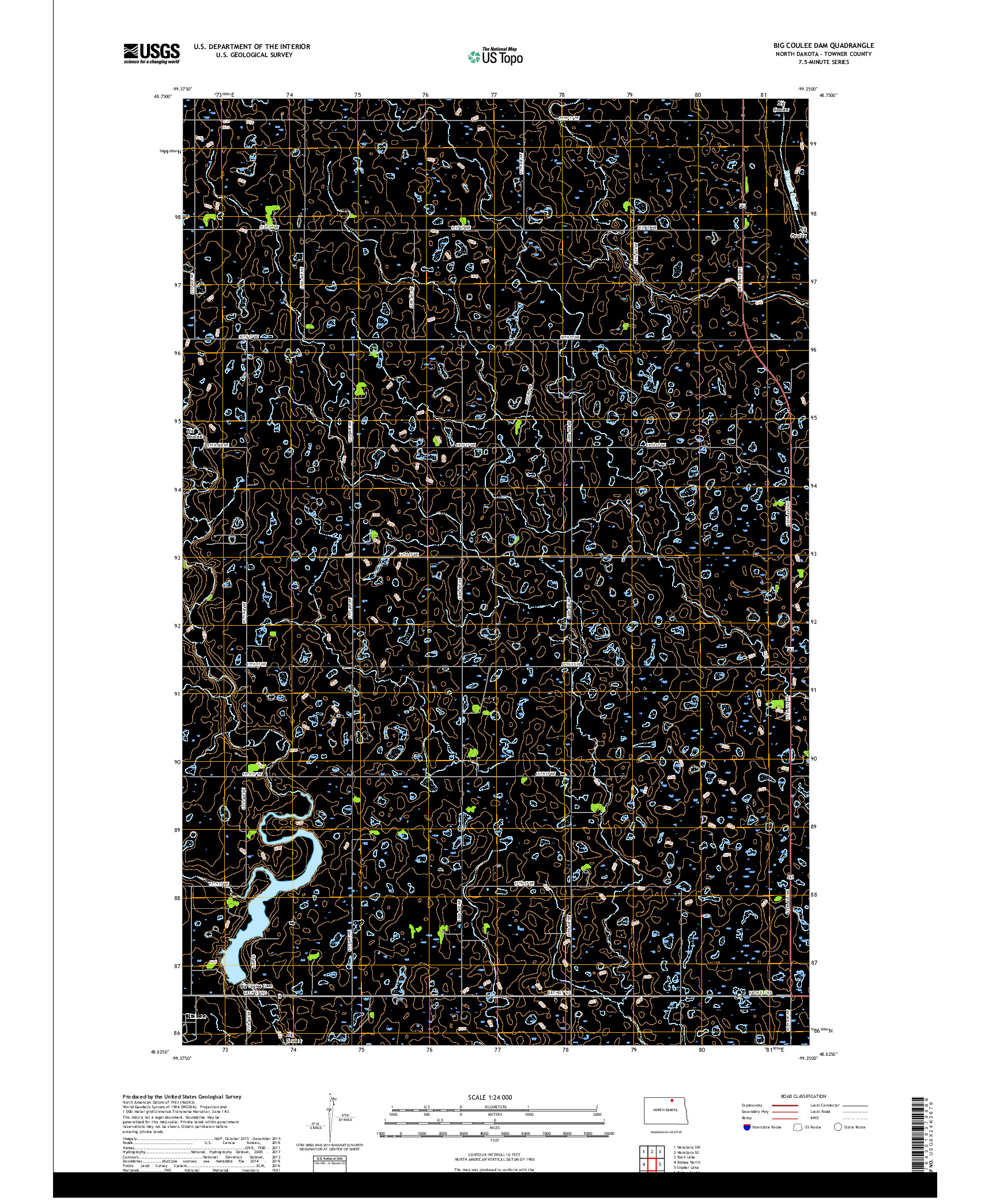 USGS US TOPO 7.5-MINUTE MAP FOR BIG COULEE DAM, ND 2017
