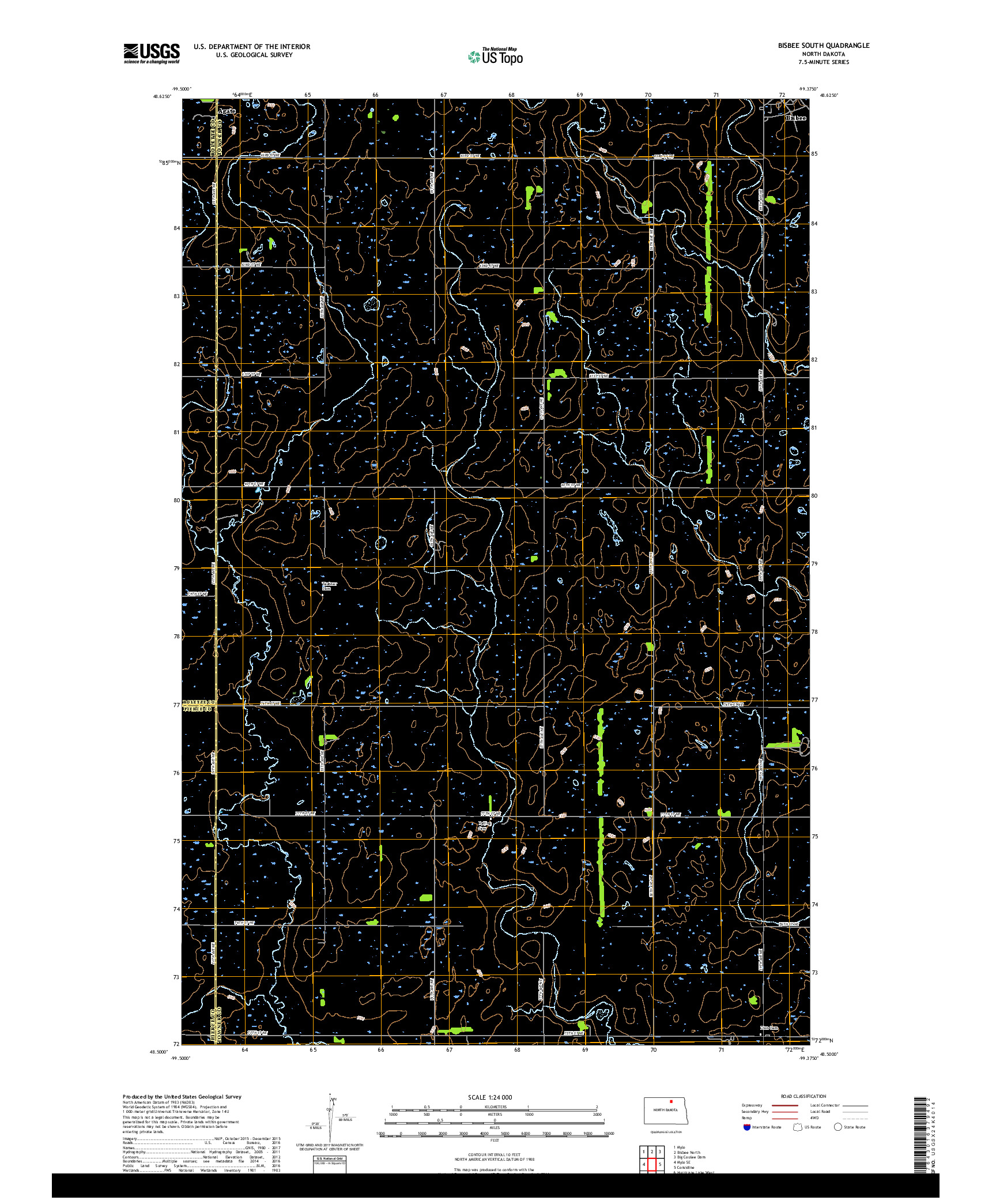 USGS US TOPO 7.5-MINUTE MAP FOR BISBEE SOUTH, ND 2017