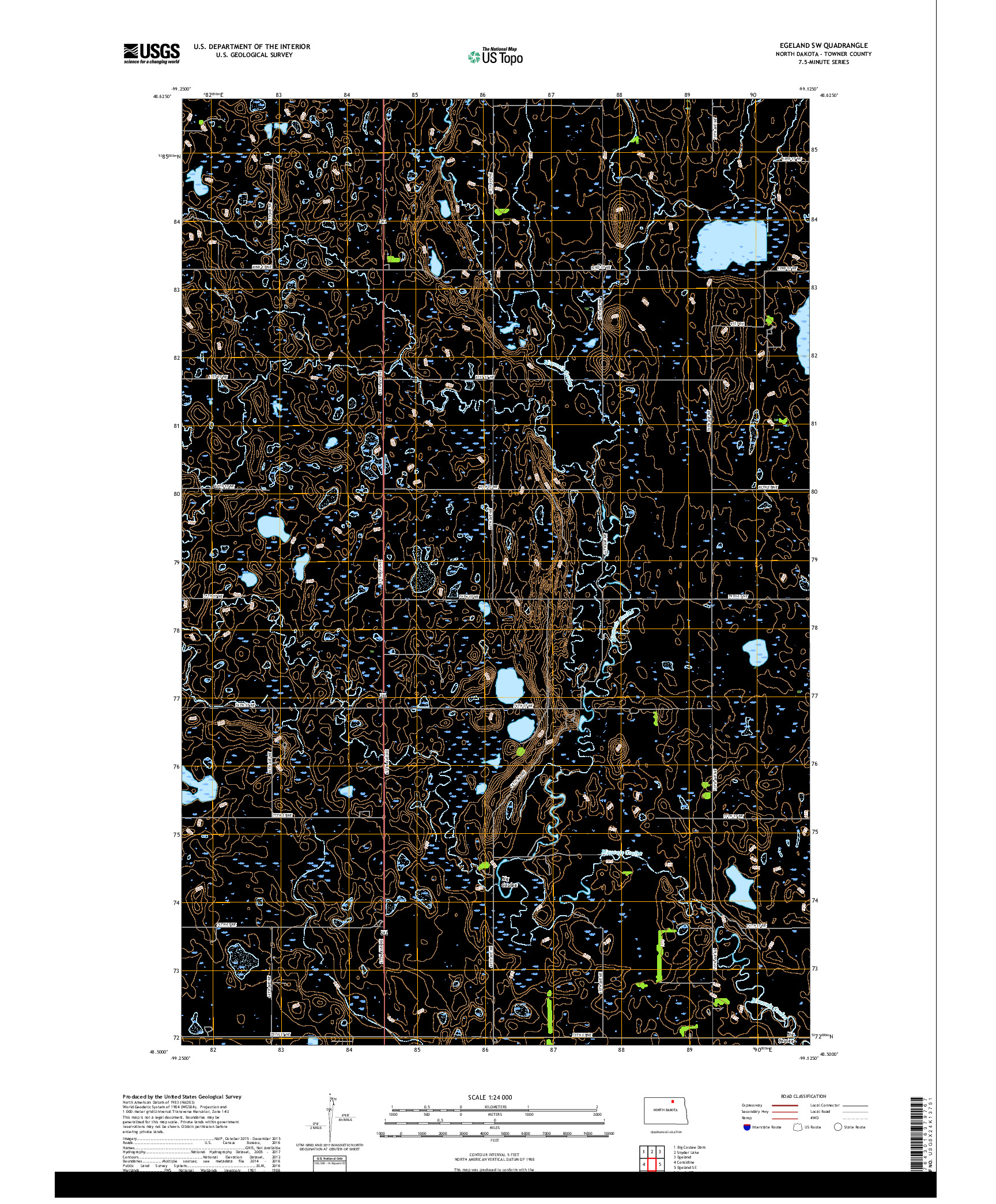 USGS US TOPO 7.5-MINUTE MAP FOR EGELAND SW, ND 2017