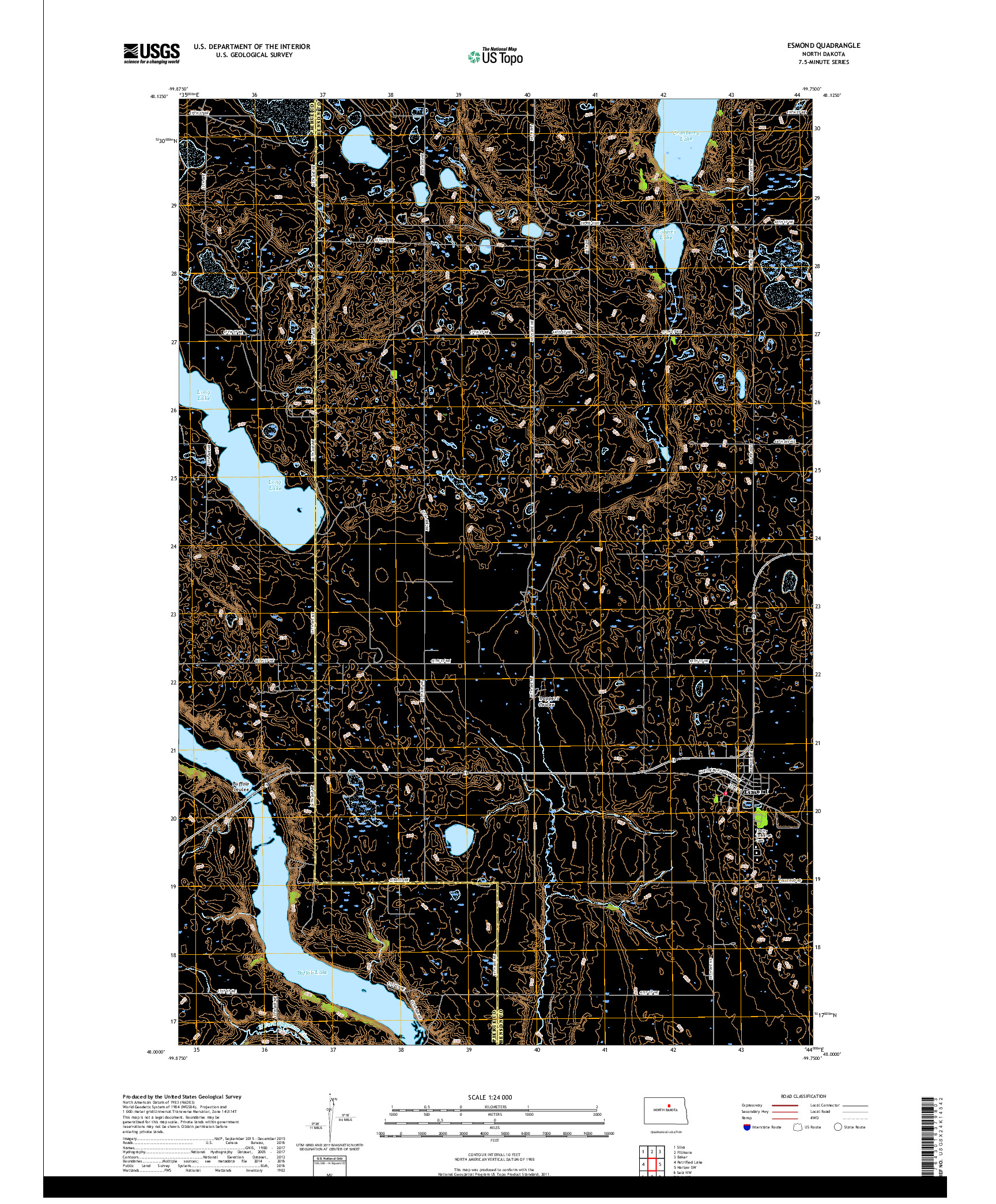 USGS US TOPO 7.5-MINUTE MAP FOR ESMOND, ND 2017