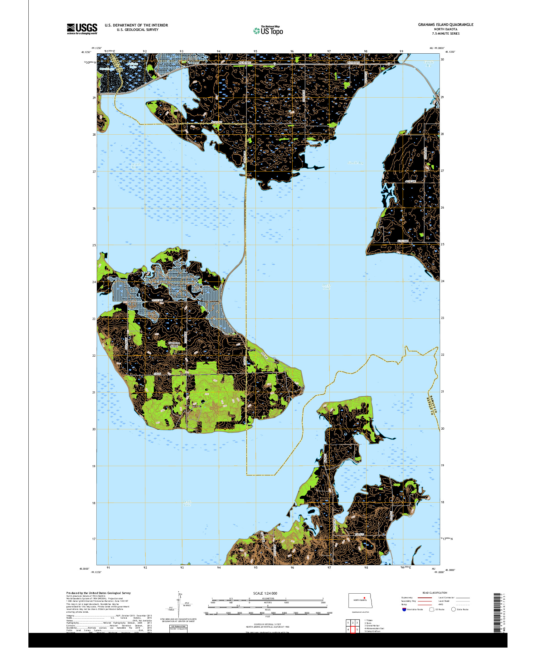 USGS US TOPO 7.5-MINUTE MAP FOR GRAHAMS ISLAND, ND 2017