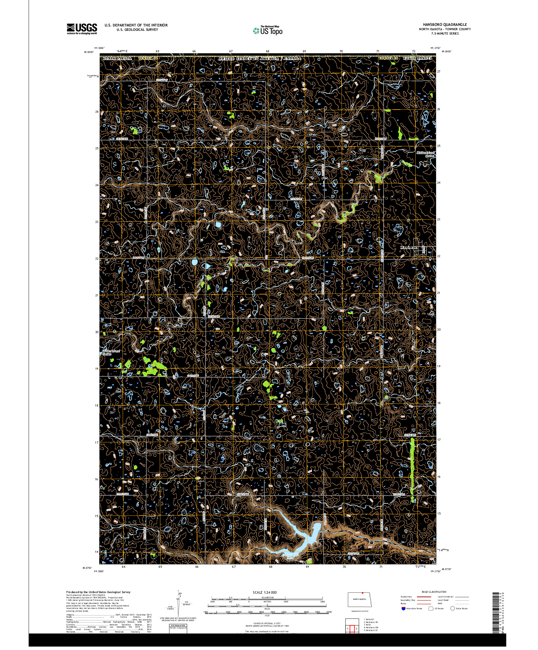 USGS US TOPO 7.5-MINUTE MAP FOR HANSBORO, ND,MB 2017