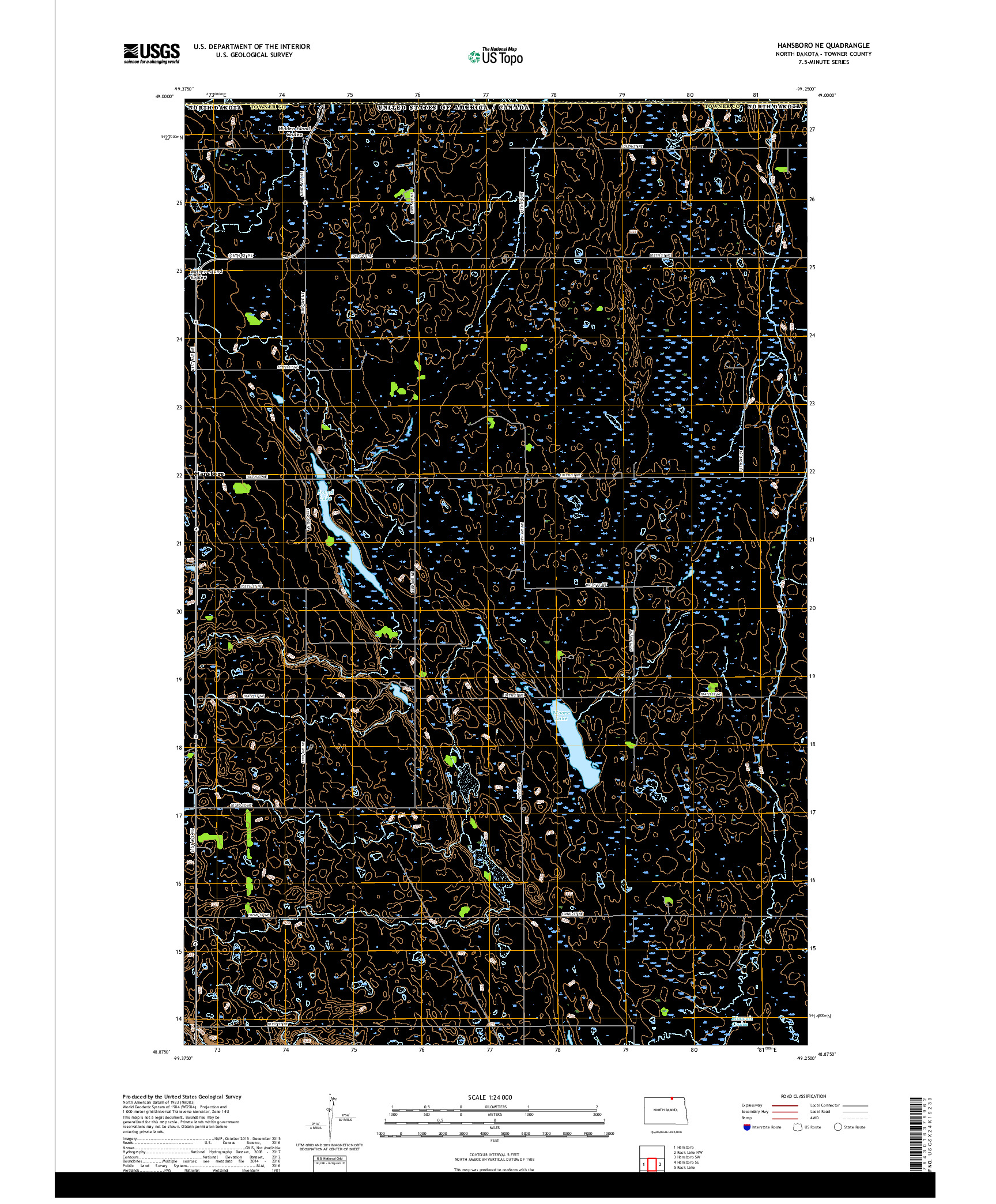 USGS US TOPO 7.5-MINUTE MAP FOR HANSBORO NE, ND,MB 2017