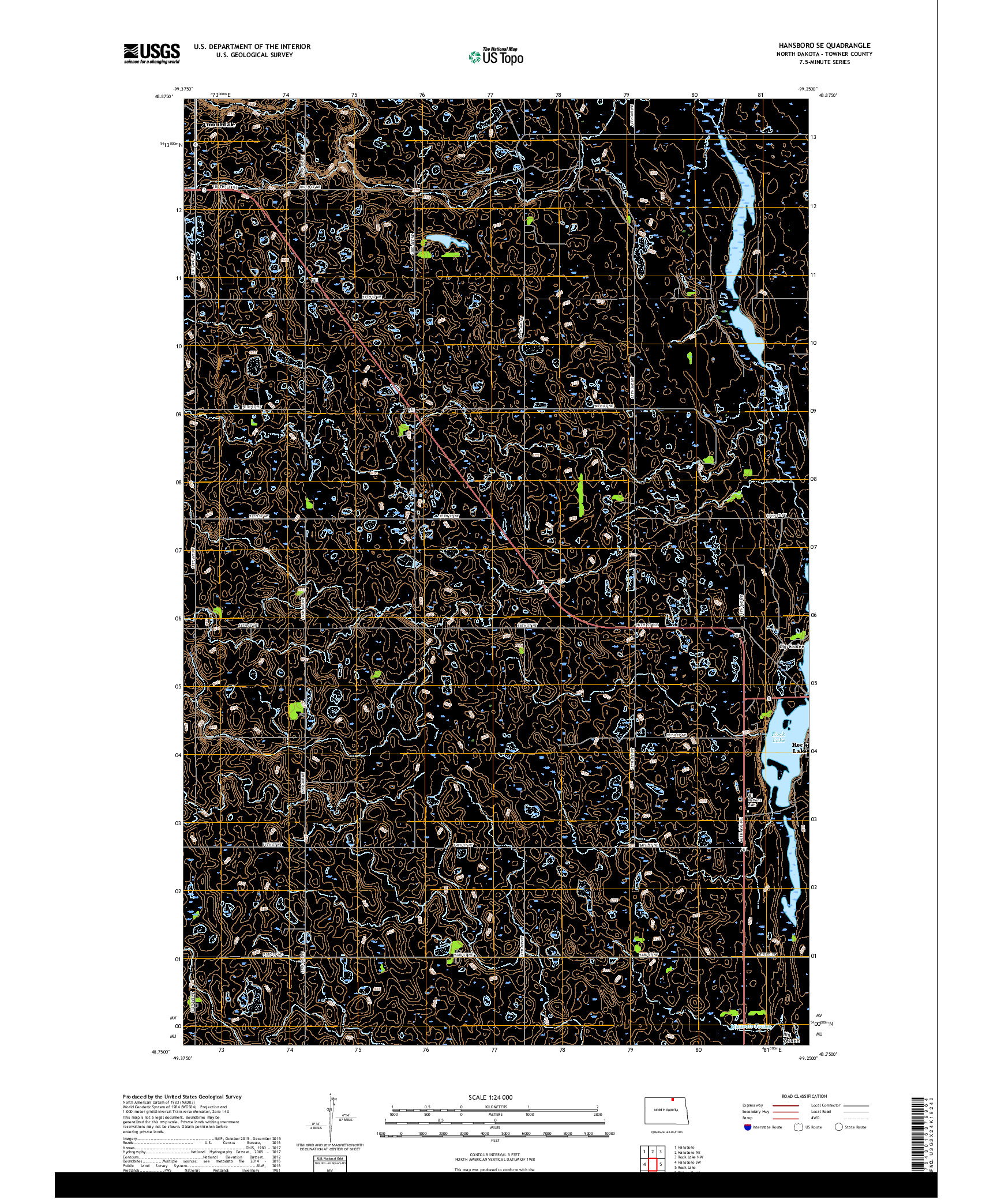 USGS US TOPO 7.5-MINUTE MAP FOR HANSBORO SE, ND 2017