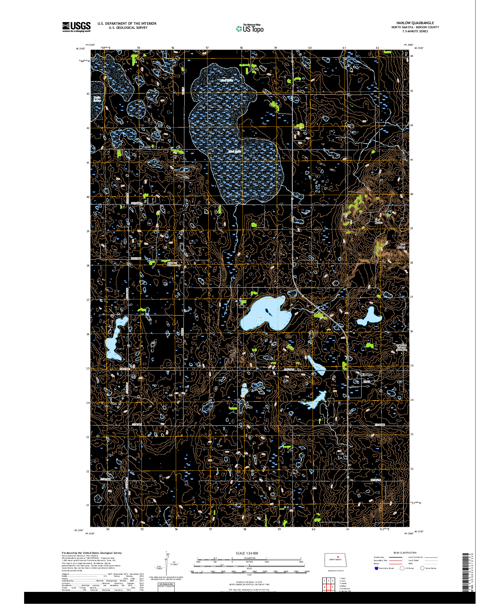 USGS US TOPO 7.5-MINUTE MAP FOR HARLOW, ND 2017