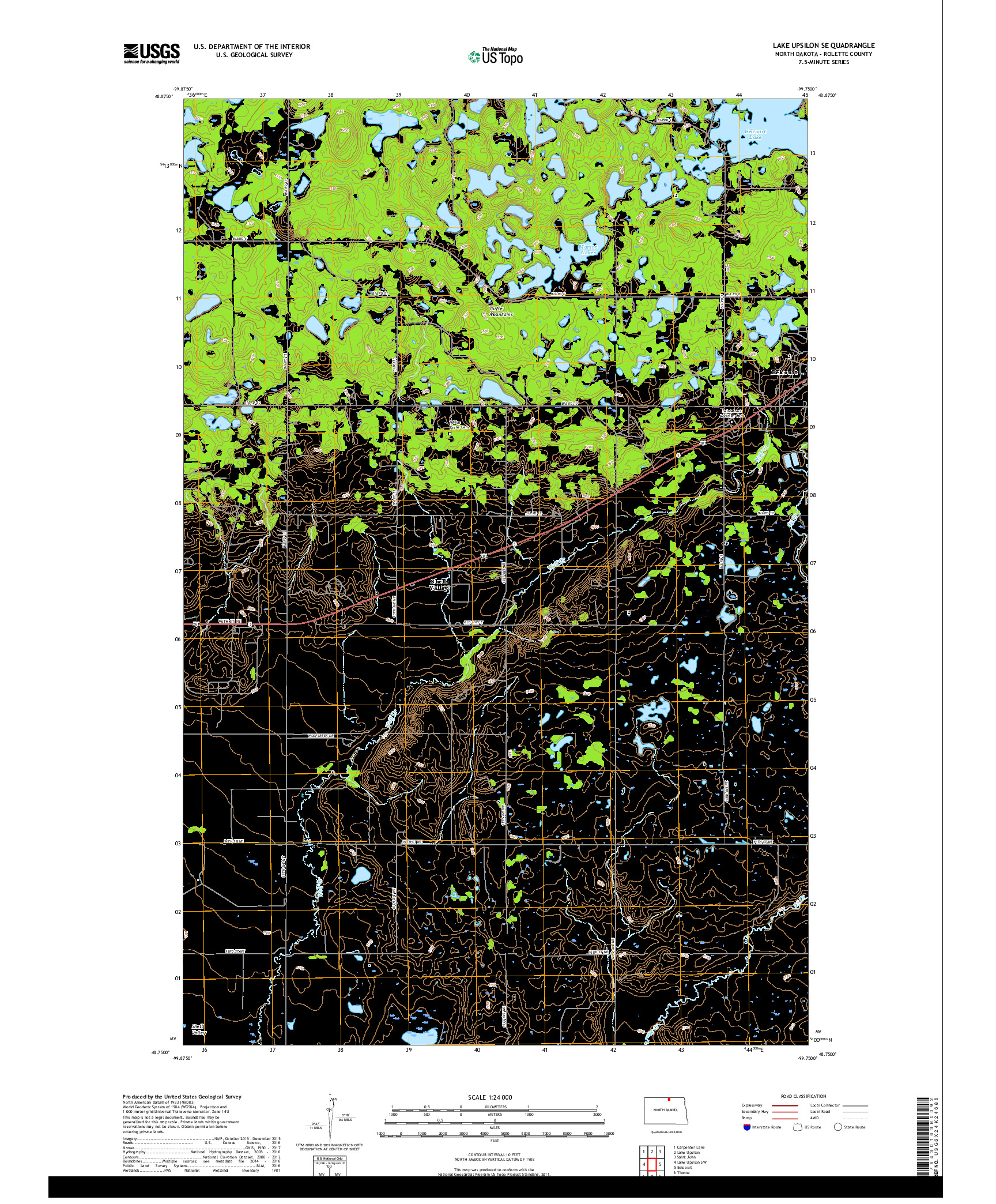 USGS US TOPO 7.5-MINUTE MAP FOR LAKE UPSILON SE, ND 2017