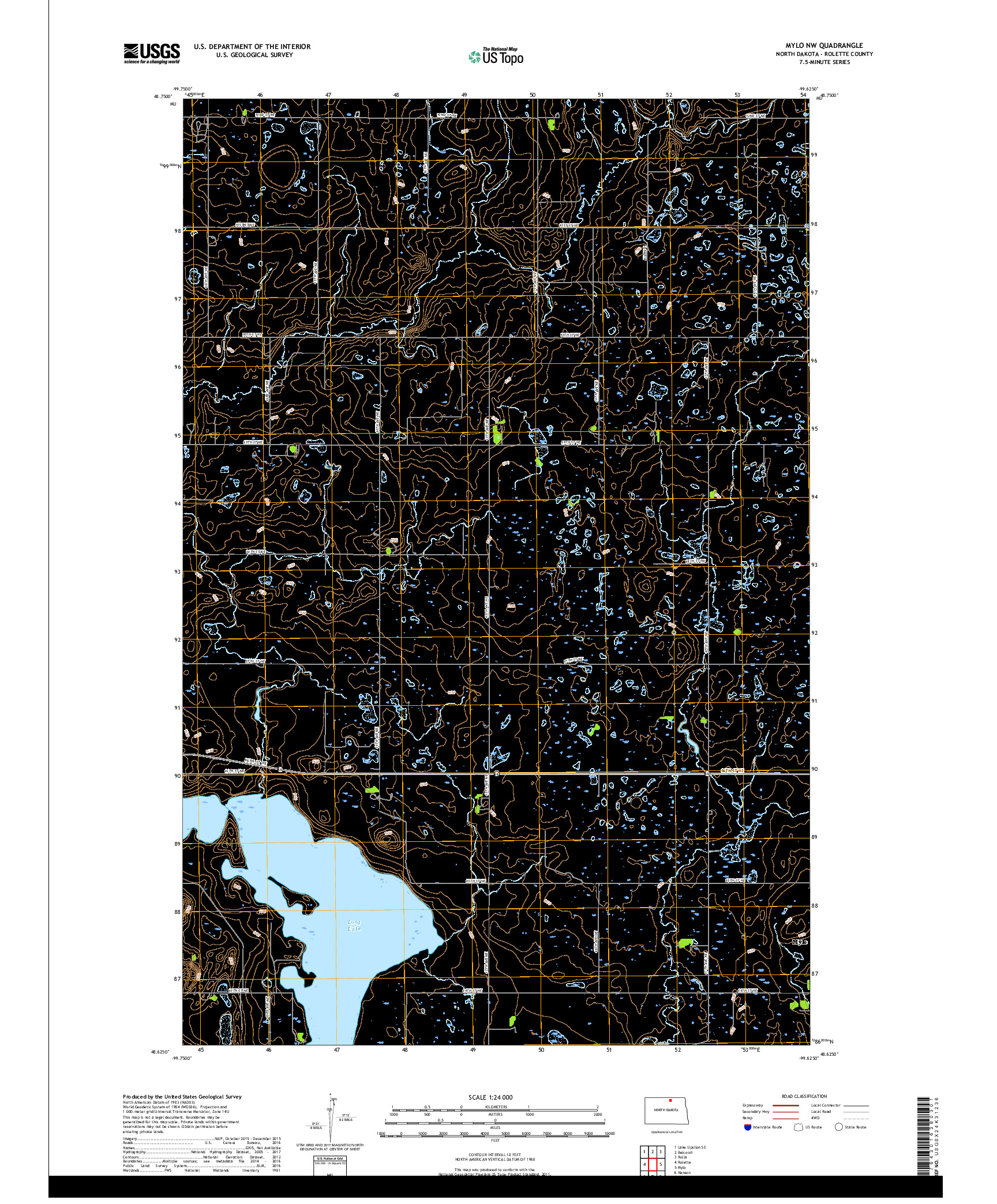 USGS US TOPO 7.5-MINUTE MAP FOR MYLO NW, ND 2017