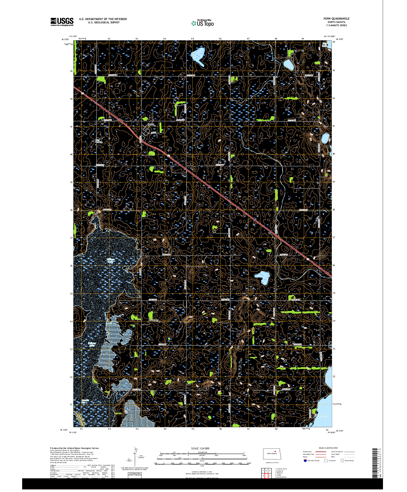 USGS US TOPO 7.5-MINUTE MAP FOR PENN, ND 2017