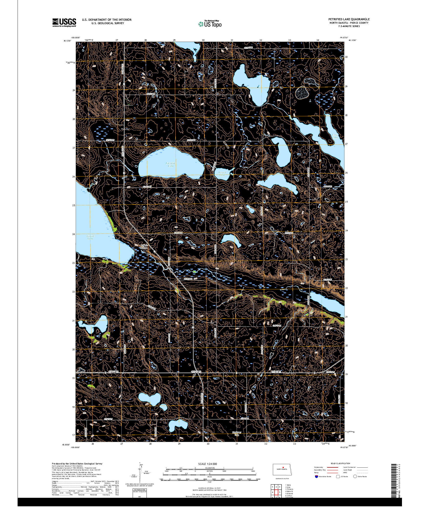 USGS US TOPO 7.5-MINUTE MAP FOR PETRIFIED LAKE, ND 2017