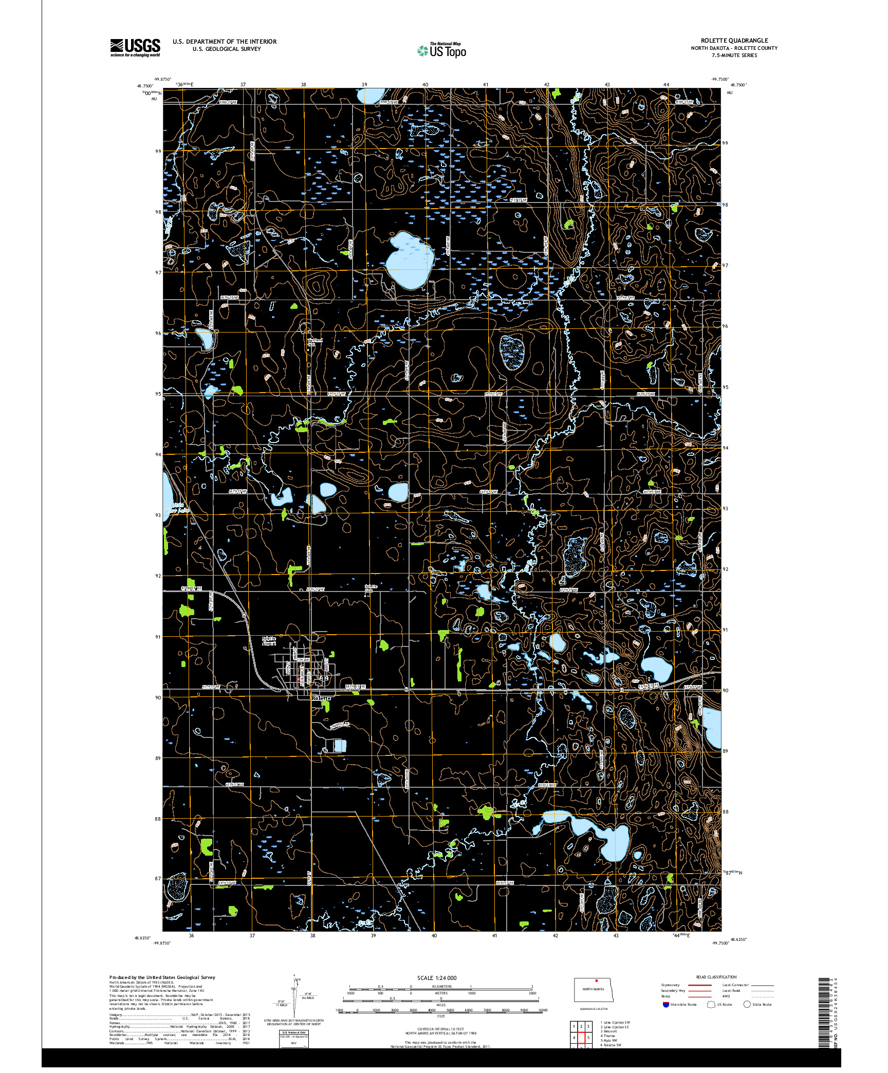 USGS US TOPO 7.5-MINUTE MAP FOR ROLETTE, ND 2017