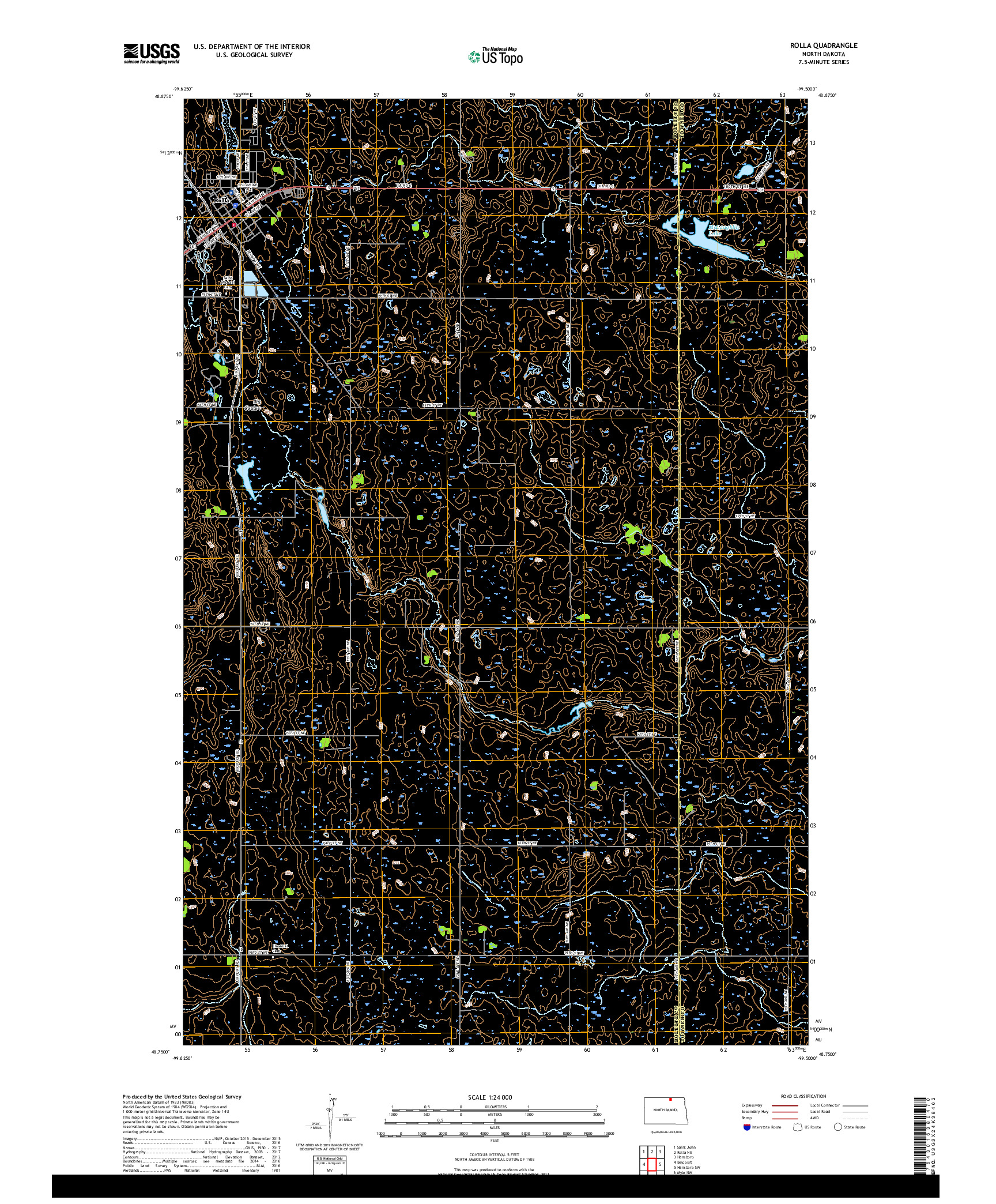 USGS US TOPO 7.5-MINUTE MAP FOR ROLLA, ND 2017